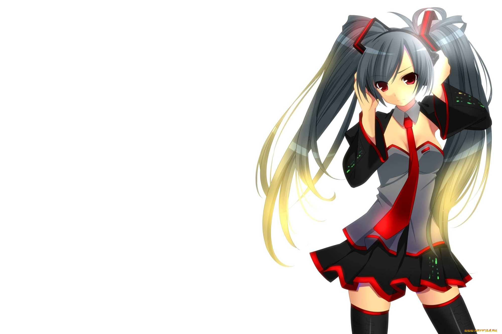 vocaloid, аниме, белый, фон, девушка, вокалоид, headphones, anime