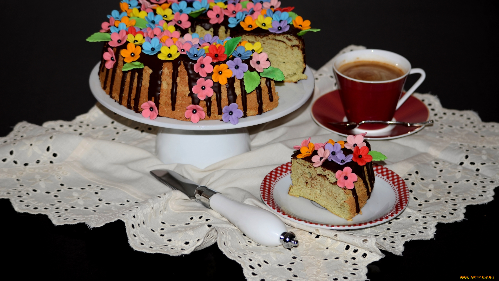 еда, пирожные, , кексы, , печенье, кофе, торт, глазурь, шоколад, цветы