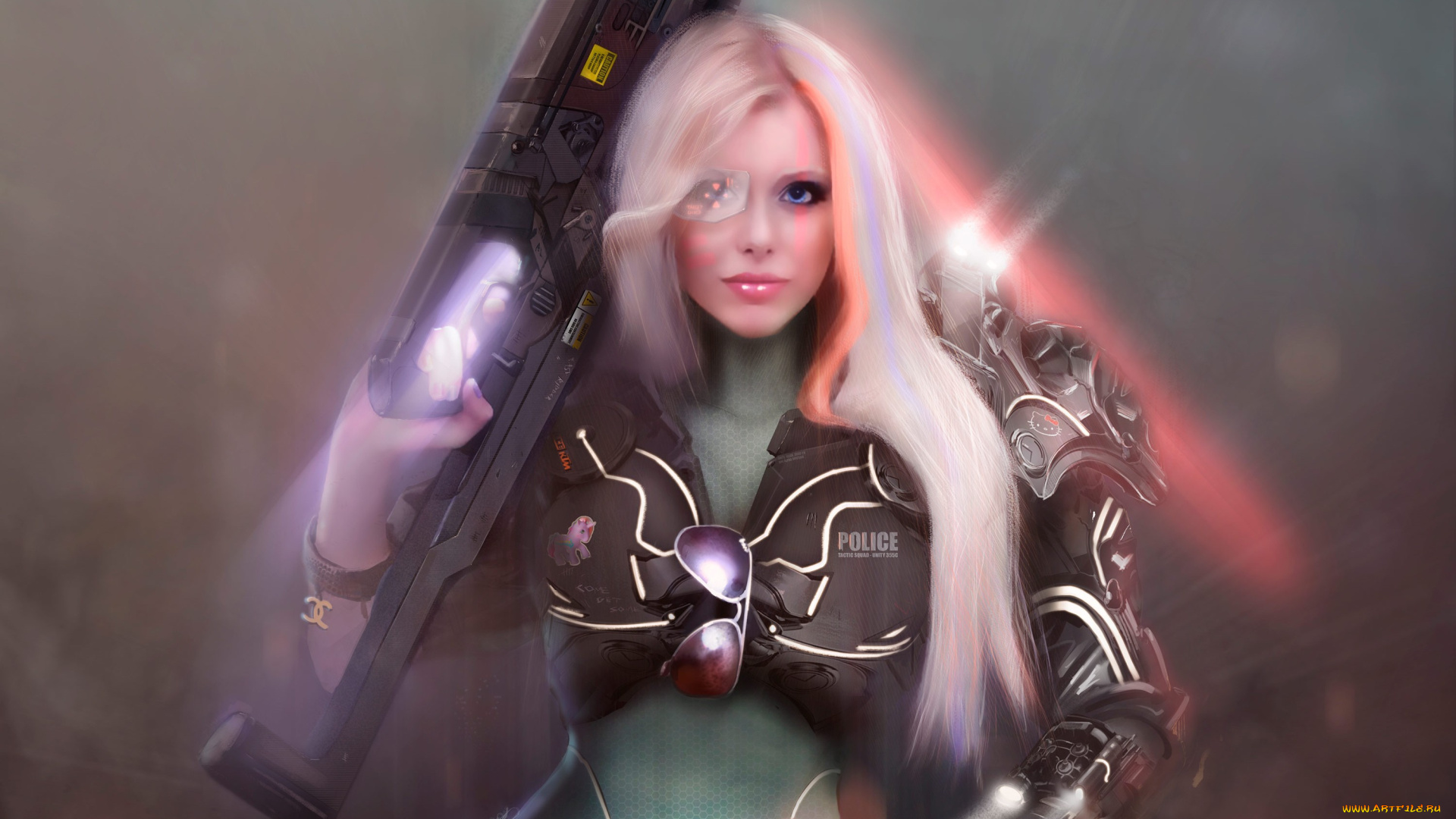 фэнтези, девушки, девушка, оружие, очки, форма, фон