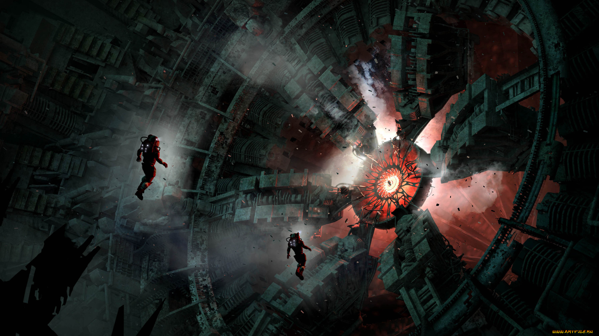 фэнтези, роботы, , киборги, , механизмы, гигантский, механизм, скафандр, астронавты, арт