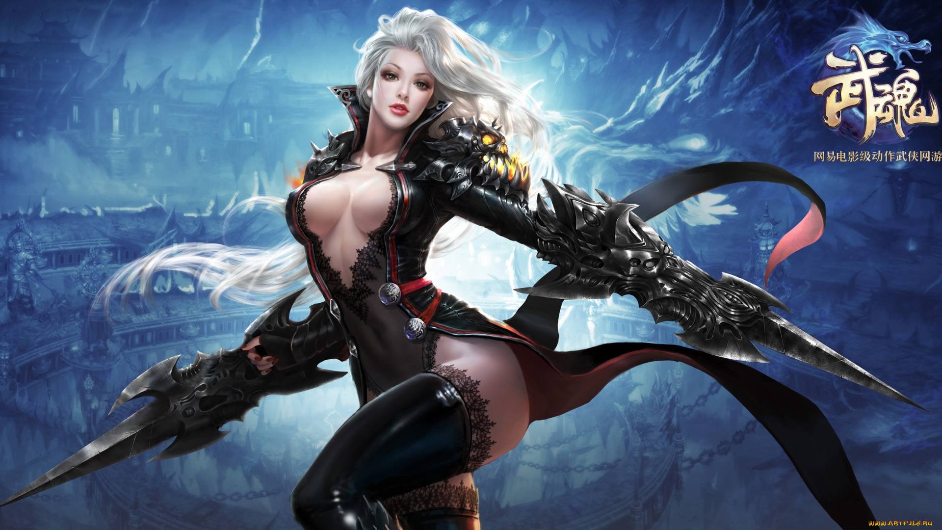 видео, игры, ~~~другое~~~, волосы, грудь, оружие, девушка, фэнтези, арт