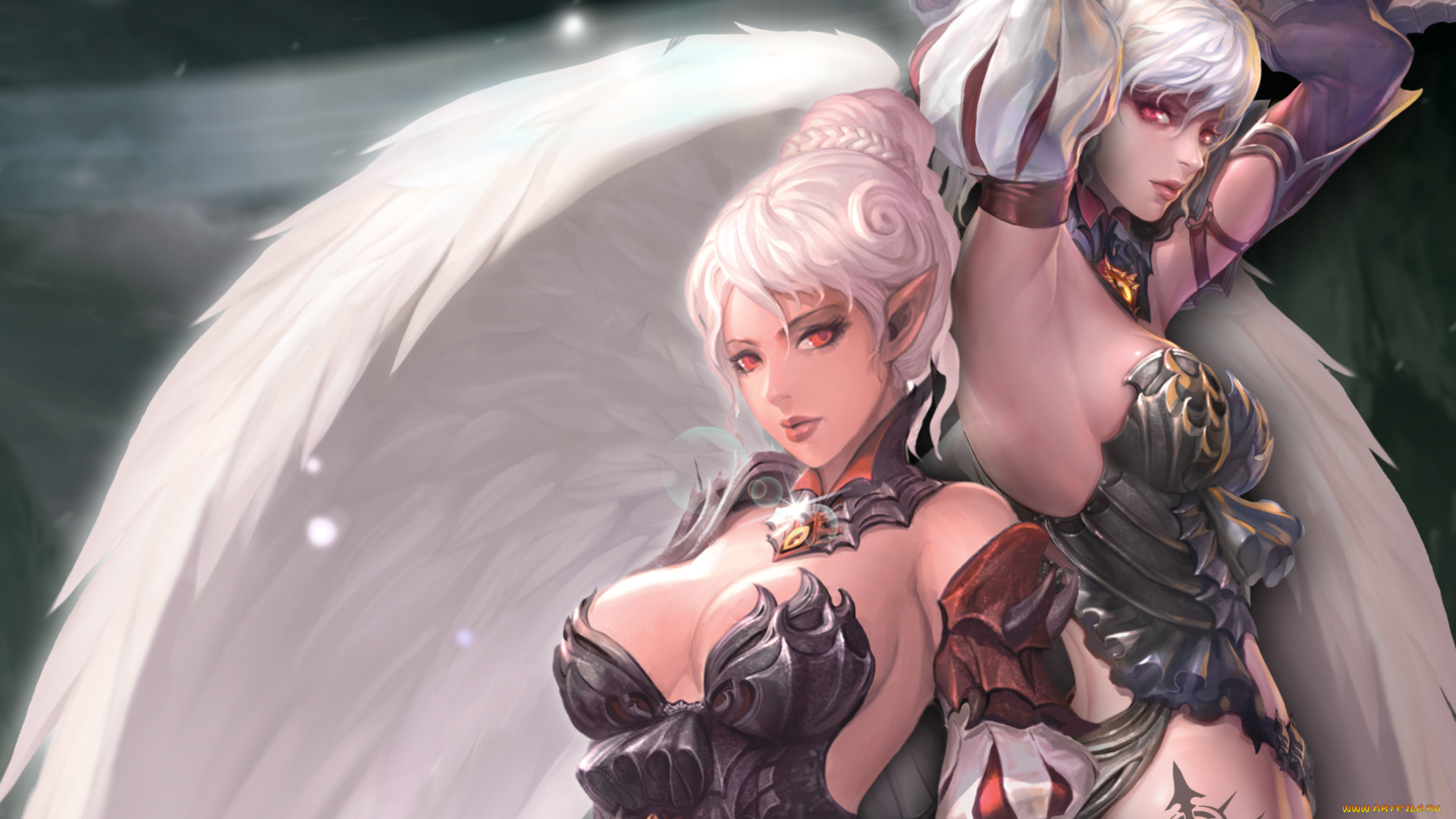 видео, игры, lineage, ii, крылья, ангел, эльф, девушки