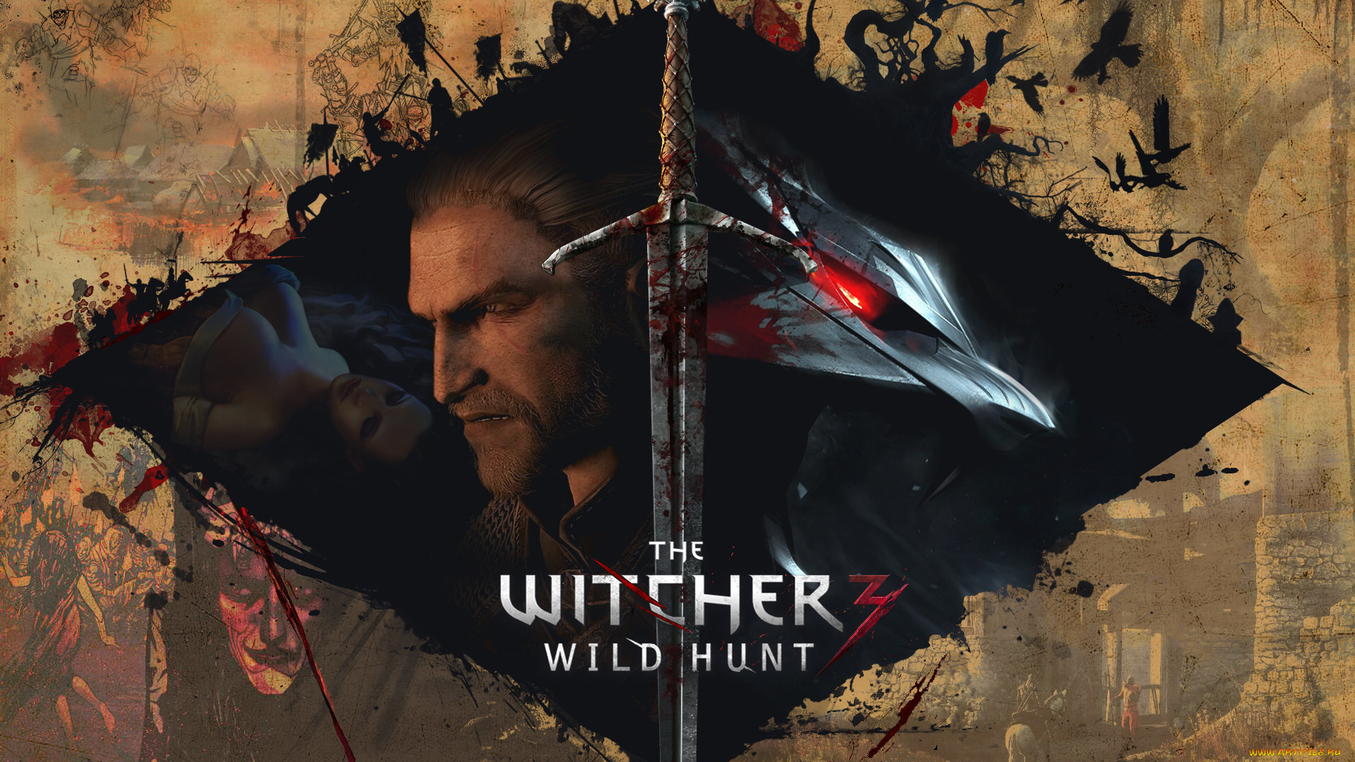 видео, игры, the, witcher, 3, , wild, hunt, лицо, меч