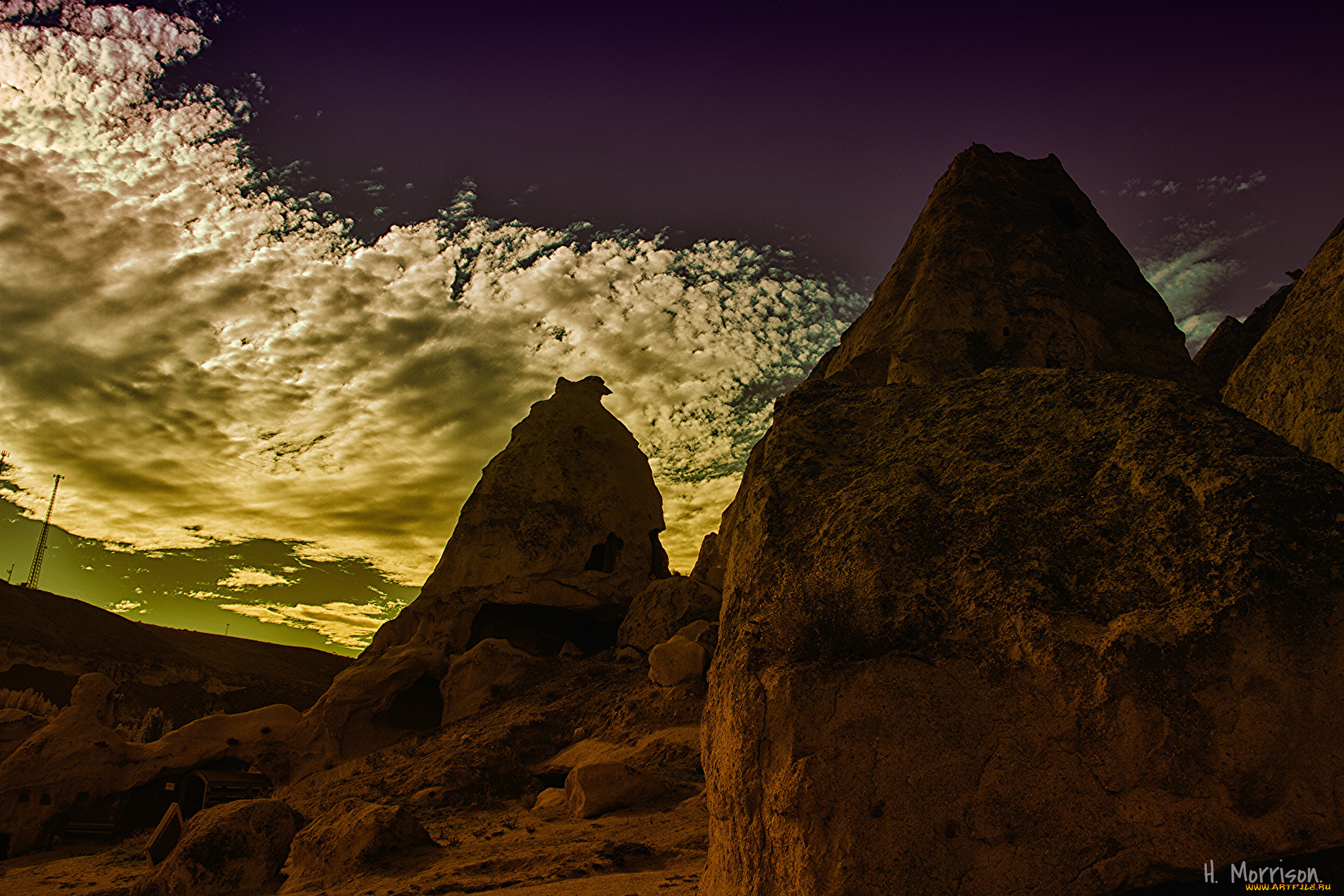 природа, горы, вечер, облака