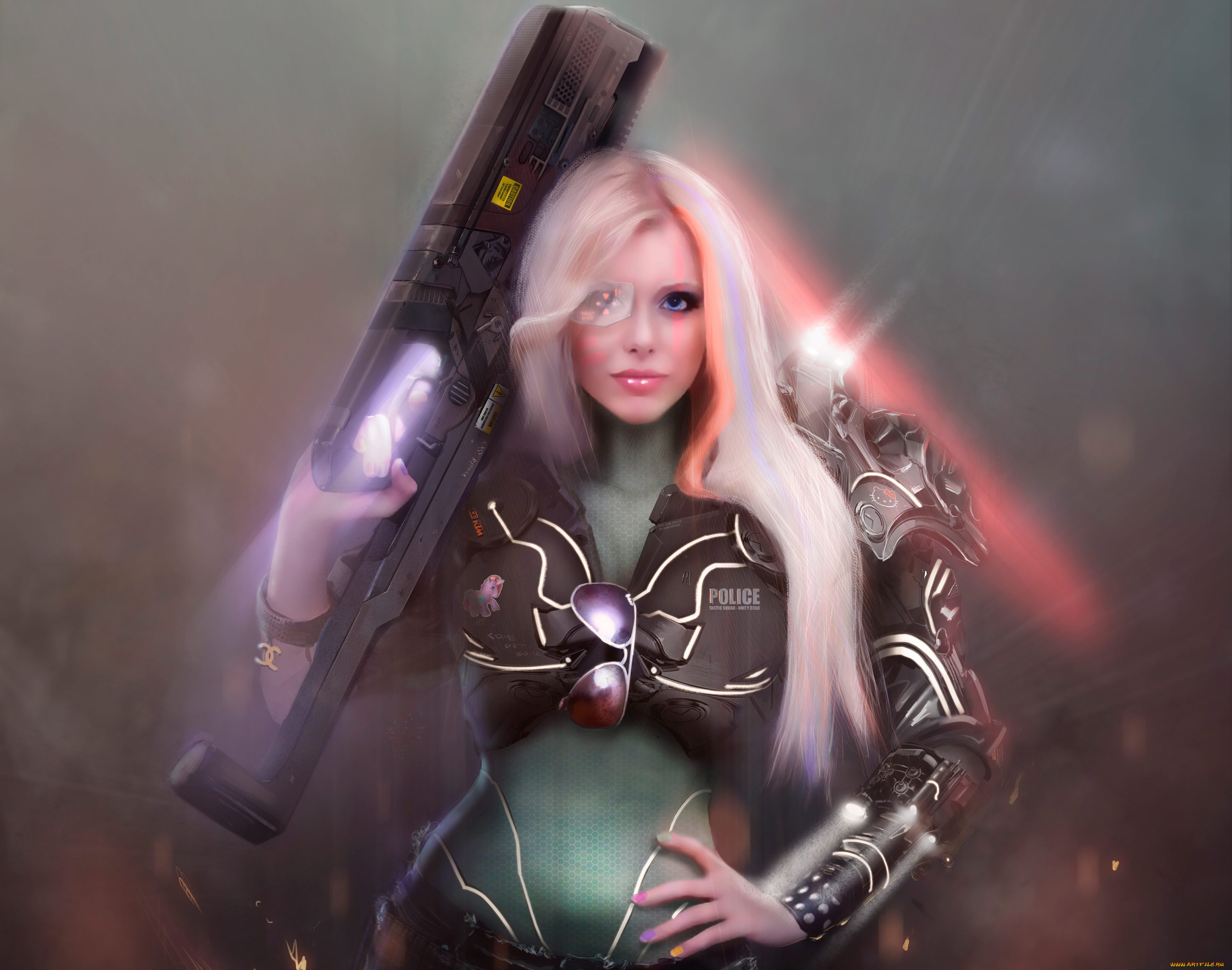 фэнтези, девушки, девушка, оружие, очки, форма, фон