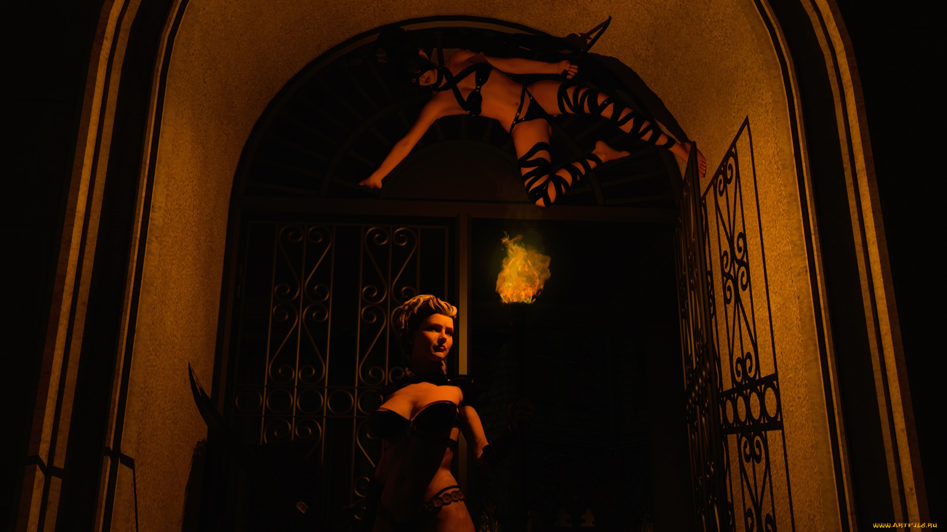 3д, графика, фантазия, , fantasy, оружие, фон, взгляд, девушки