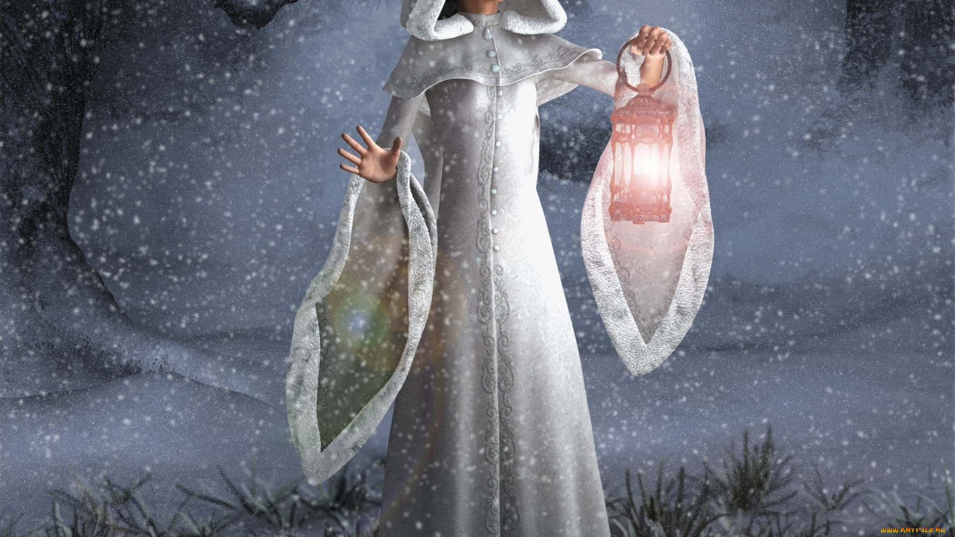 3д, графика, люди, , people, фонарь, фон, взгляд, девушка