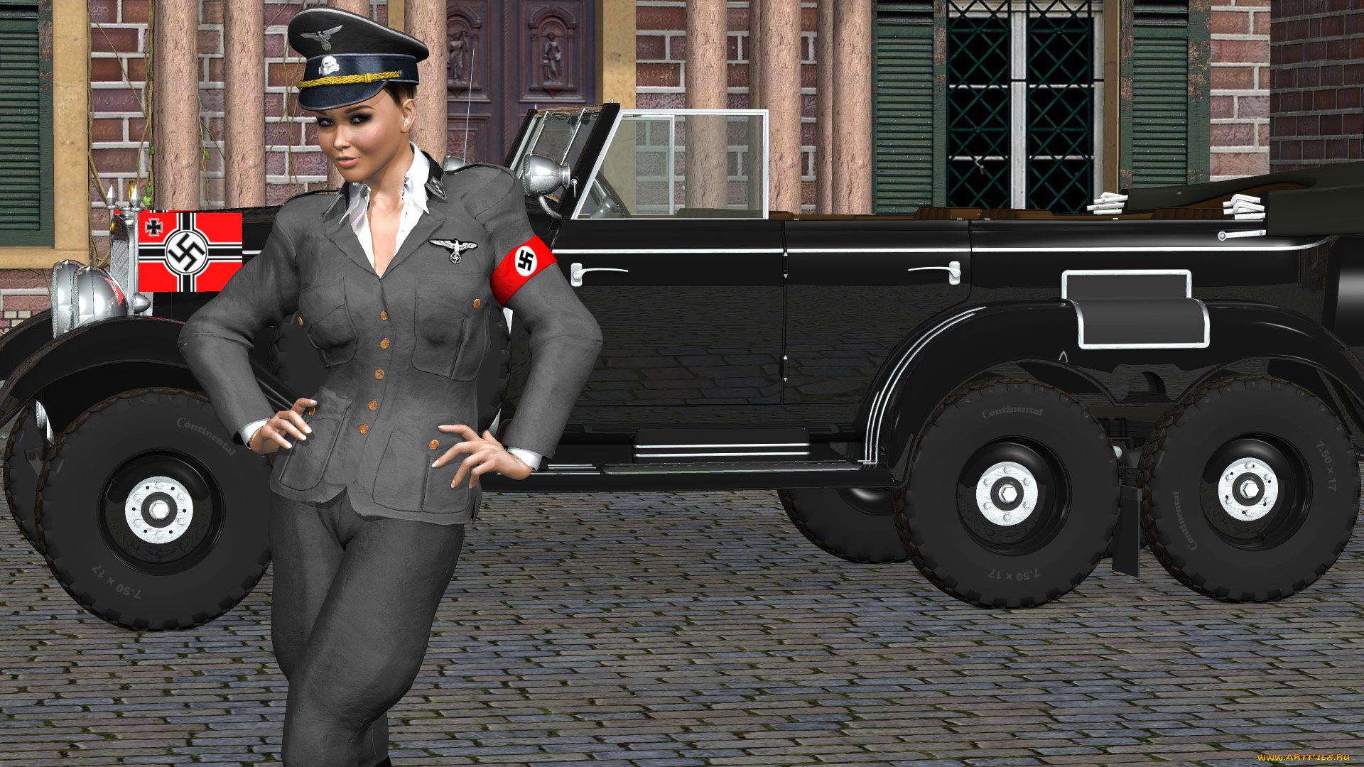 3д, графика, люди-авто, мото, , people-, car, , , moto, автомобиль, фон, девушка, взгляд