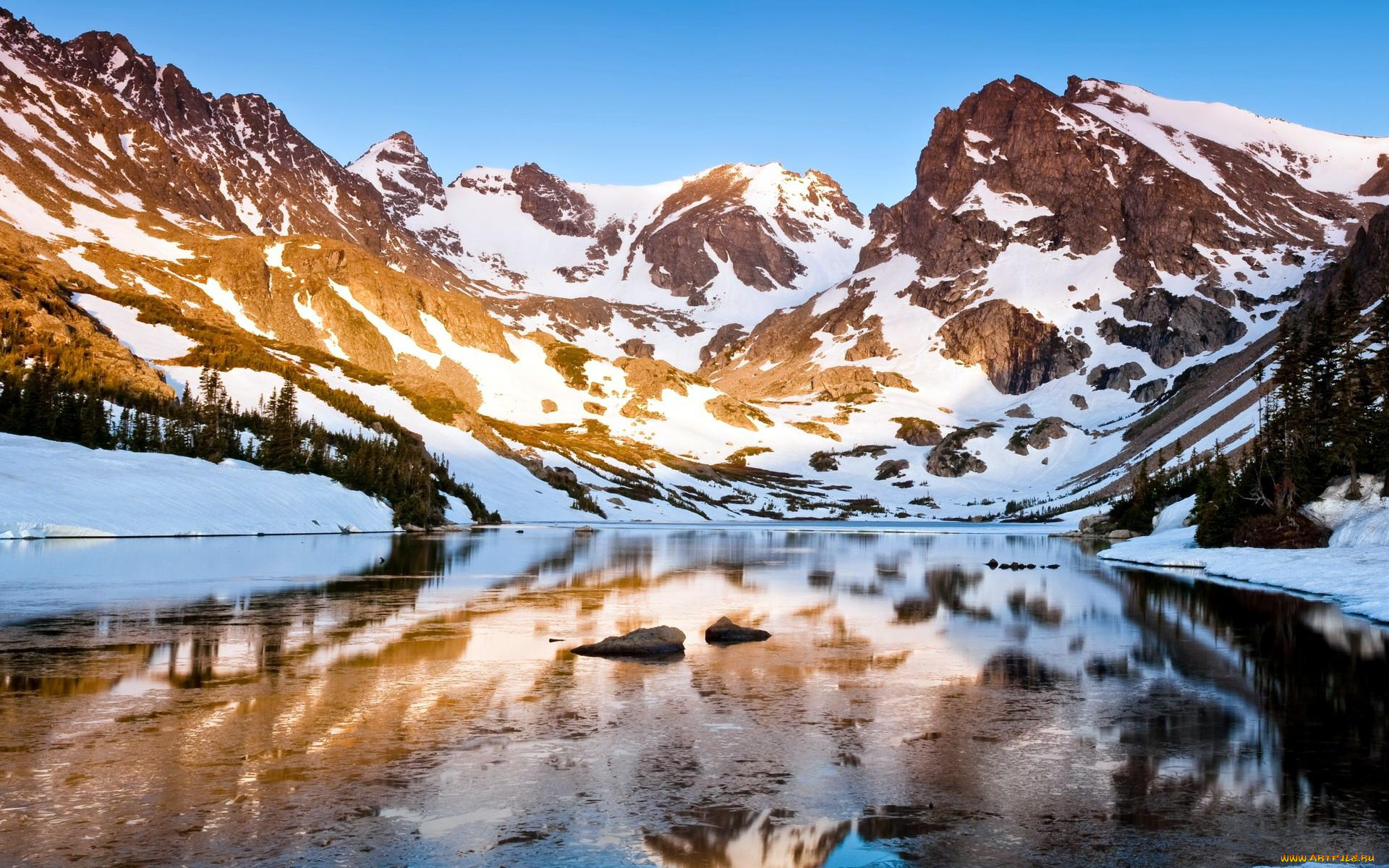 природа, реки, озера, деревья, зима, снег, камни, озеро, скалы, лед