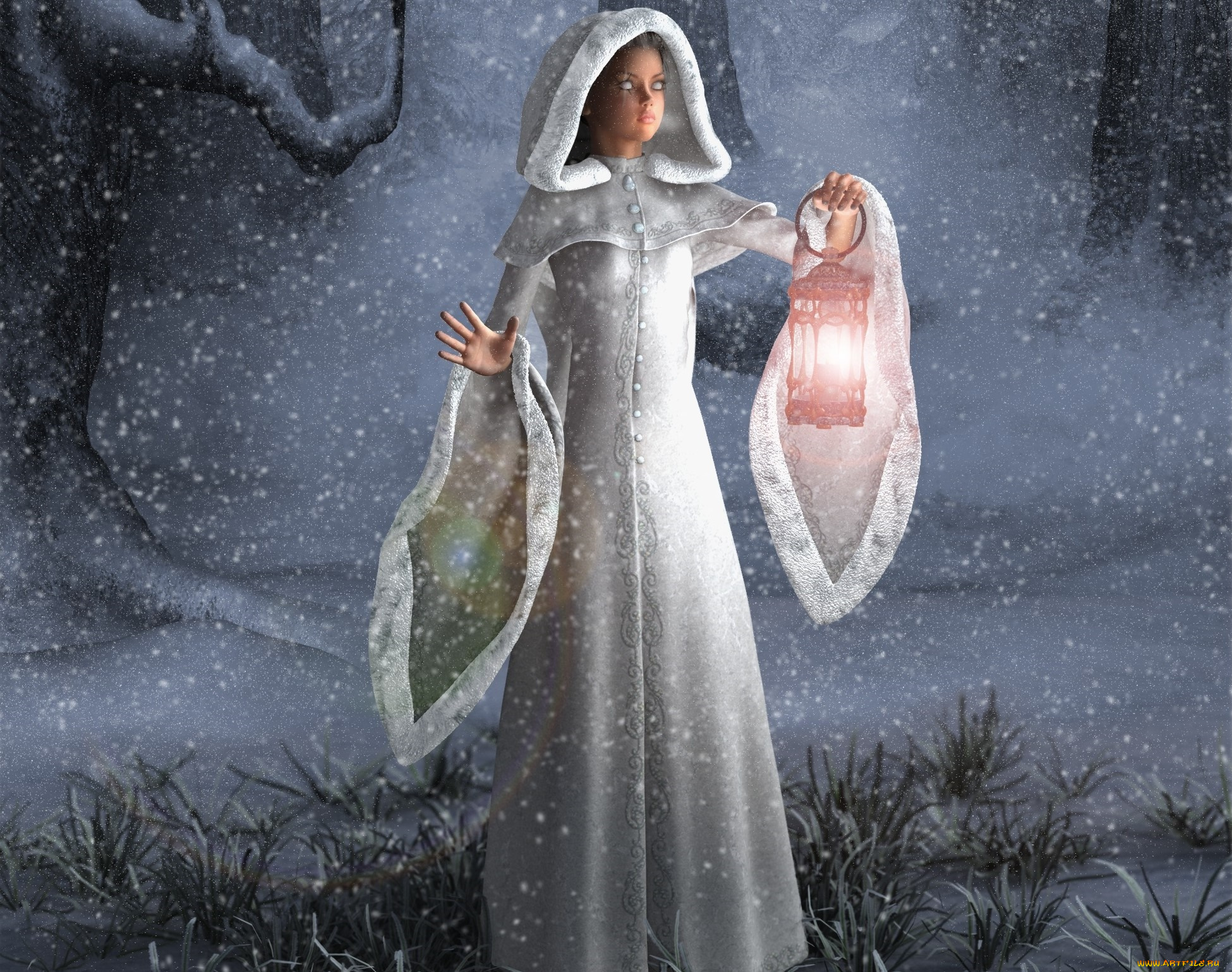 3д, графика, люди, , people, фонарь, фон, взгляд, девушка