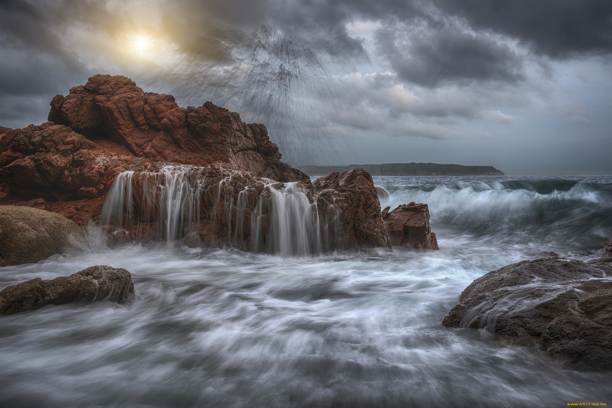 природа, побережье, прибой