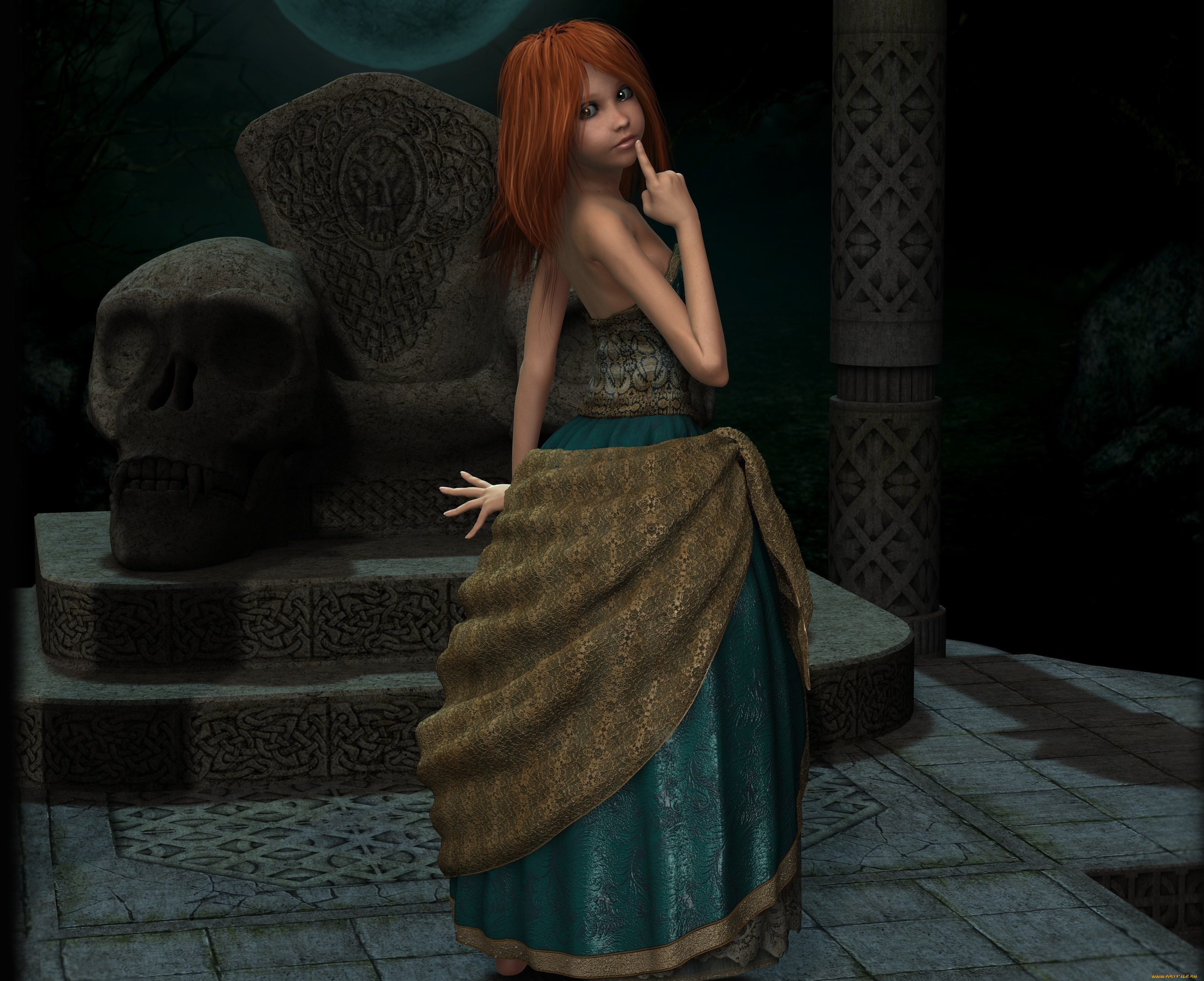 3д, графика, фантазия, , fantasy, девушка, фон, взгляд