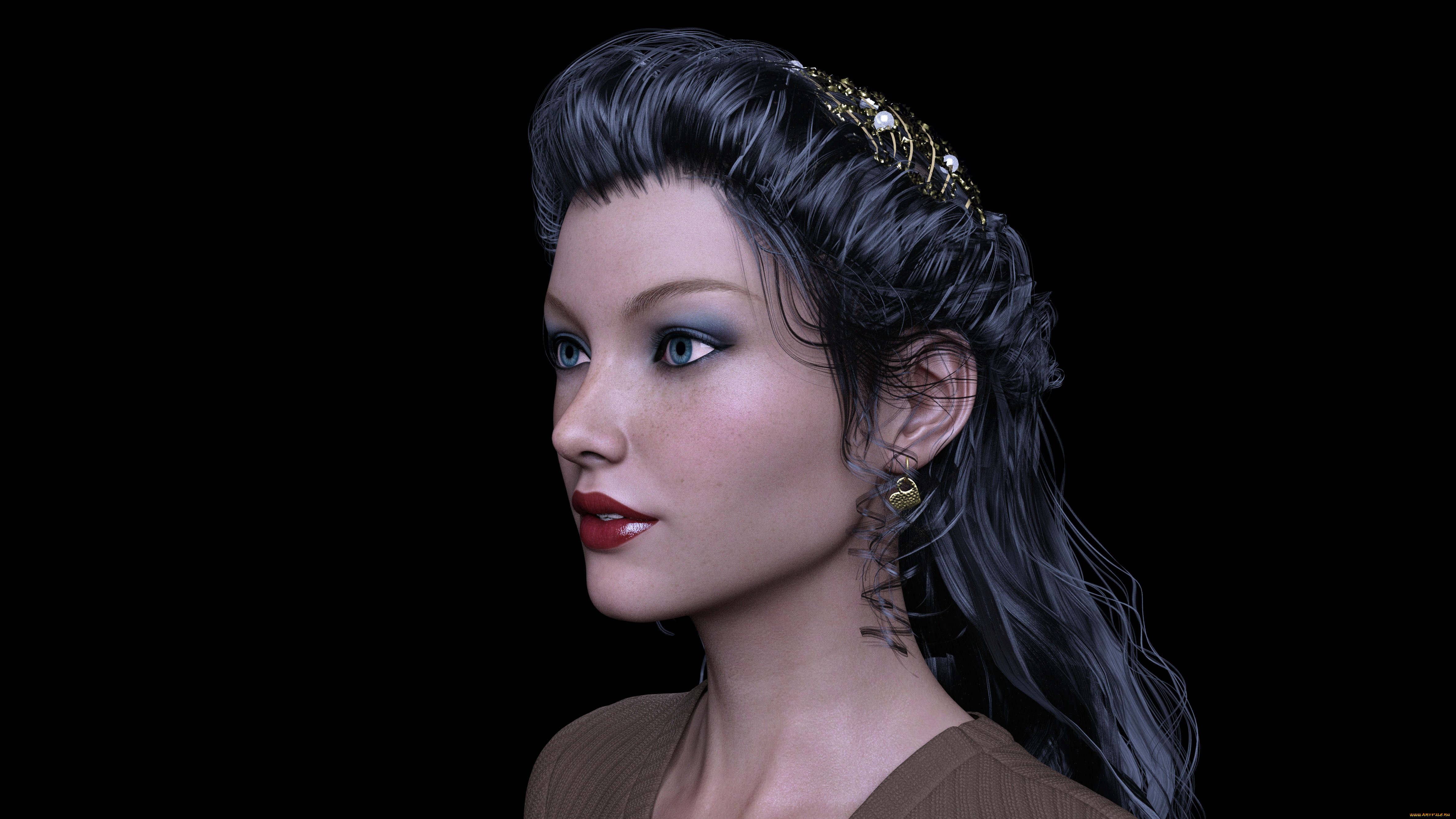 3д, графика, портрет, , portraits, девушка, взгляд, фон