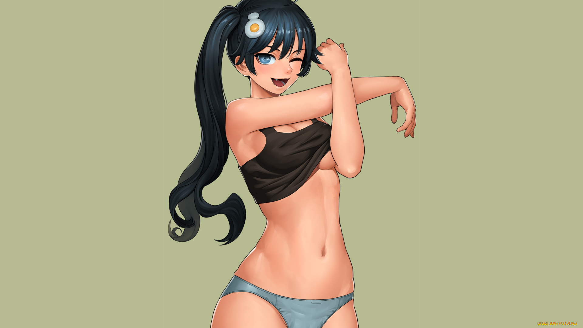 аниме, bakemonogatari, девушка, взгляд, фон