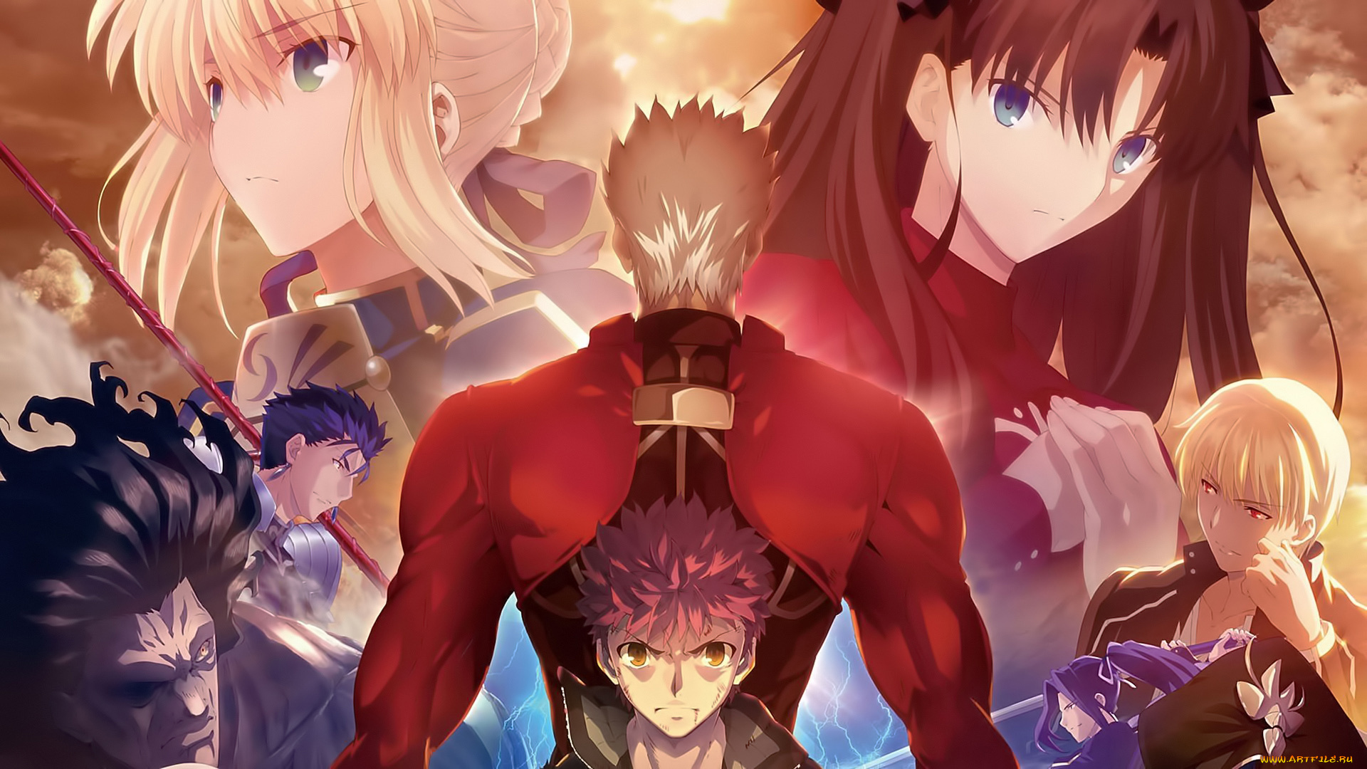 аниме, fate, stay, night, взгляд, девушки, фон