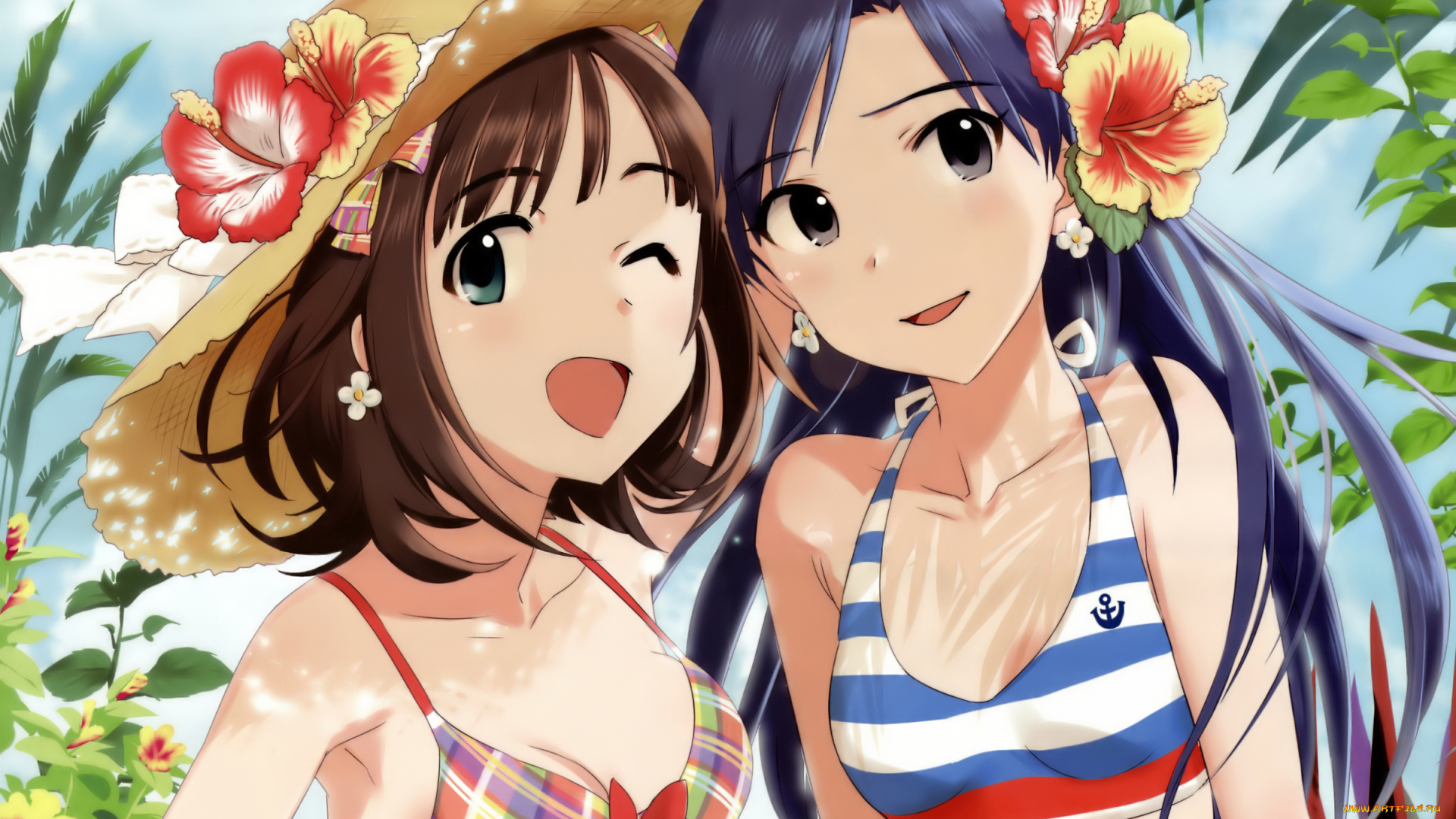 аниме, idolm@ster, фон, девушки, взгляд