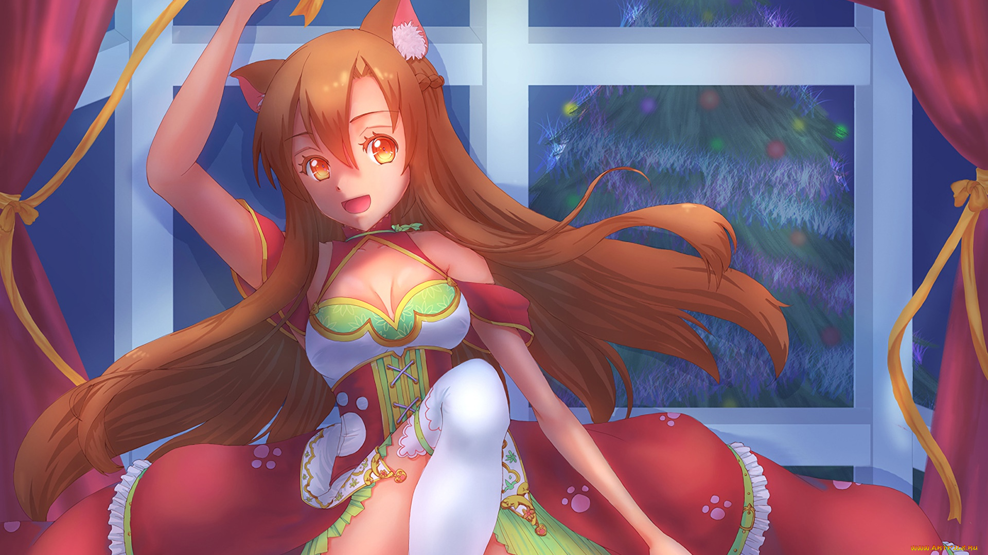 аниме, sword, art, online, девушка, взгляд, фон