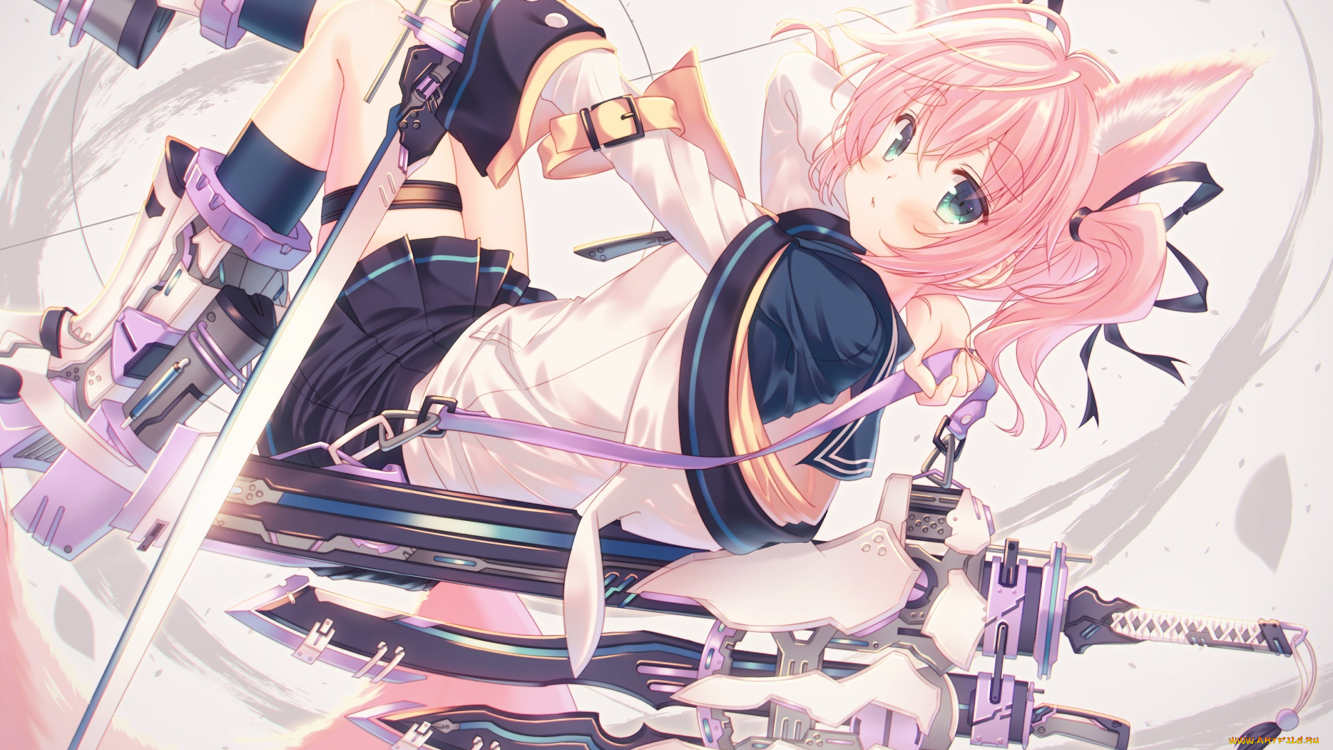 аниме, животные, , существа, фон, взгляд, девушка