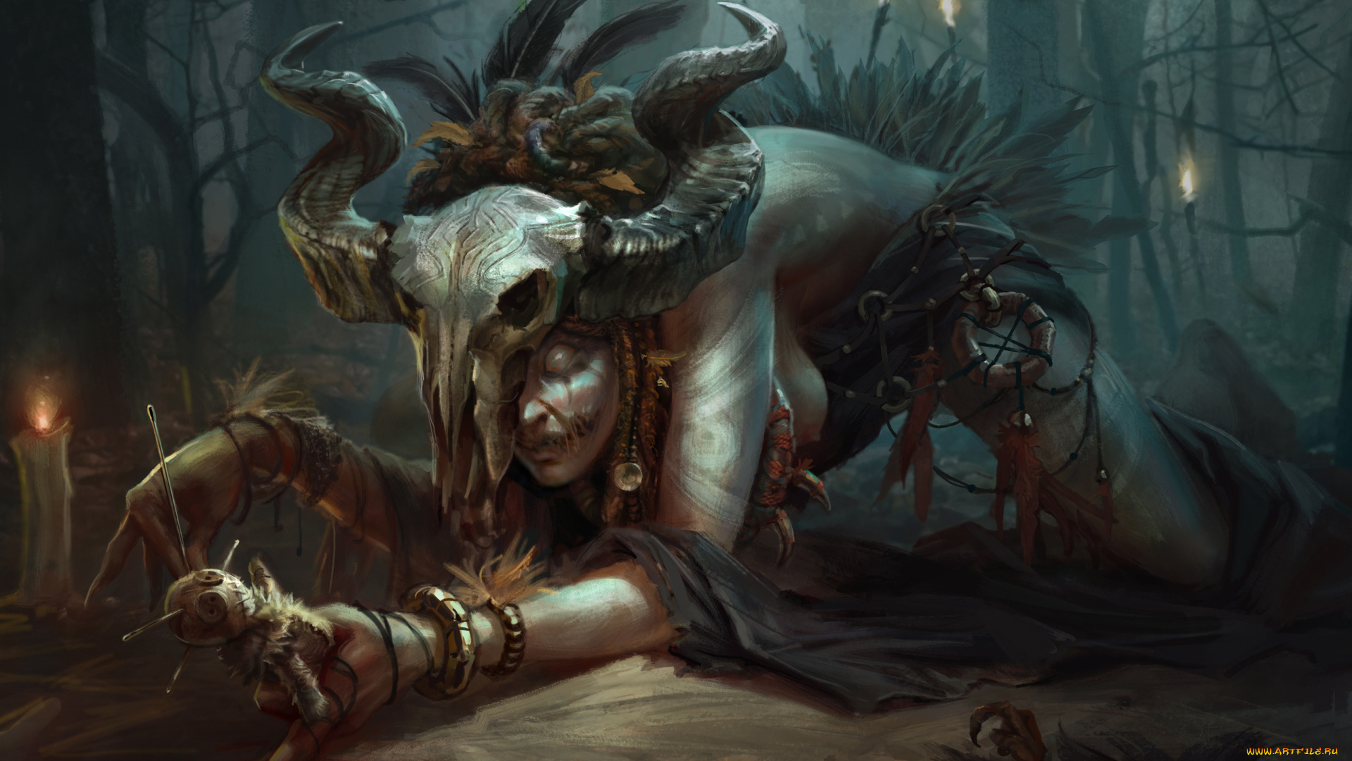 фэнтези, маги, , волшебники, магия, колдовство, рога, череп, маска, ритуал, кукла, voodoo, вуду, шаман