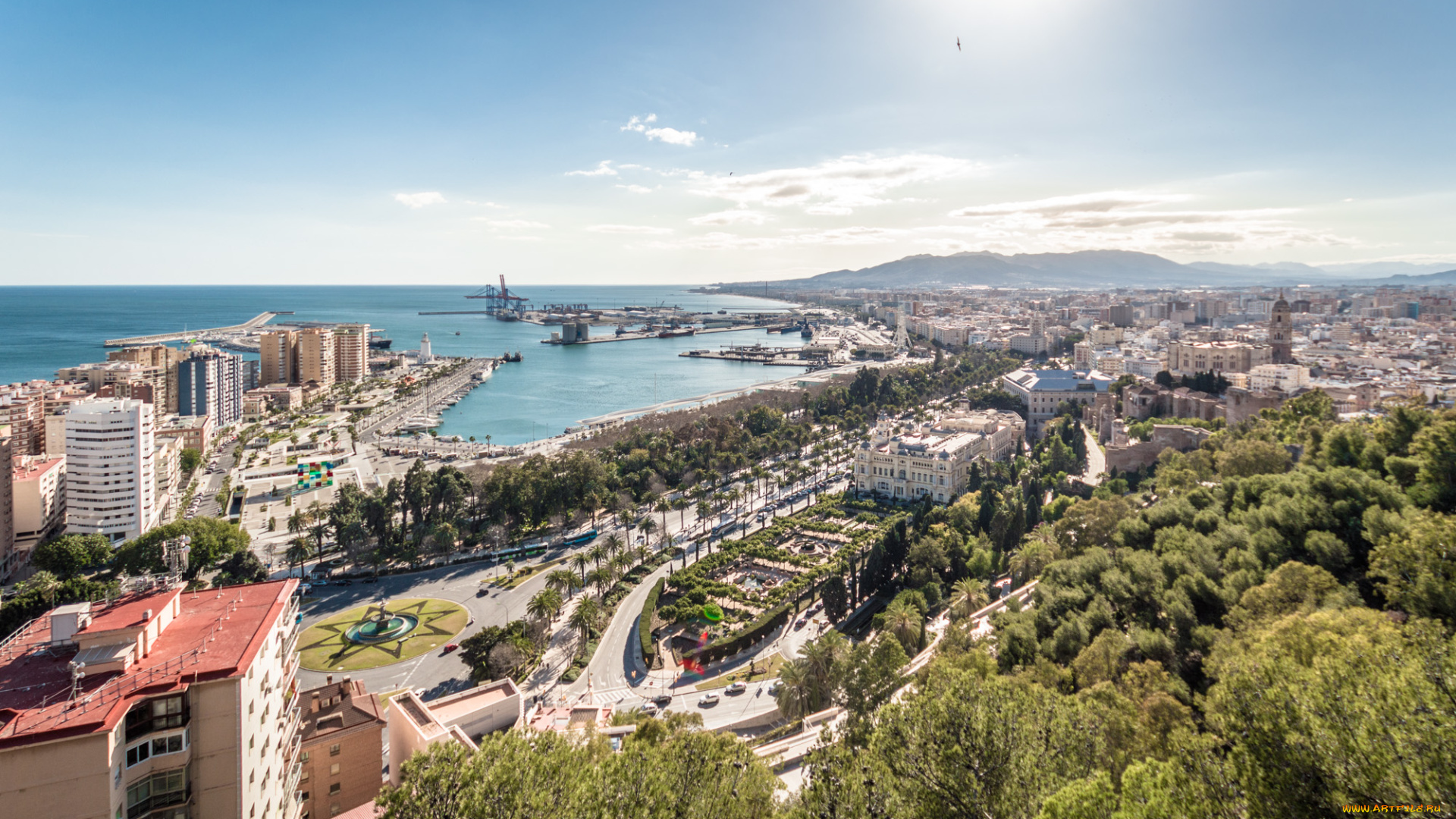 mirador, de, gibralfaro, , m&, 225, laga, города, -, панорамы, простор