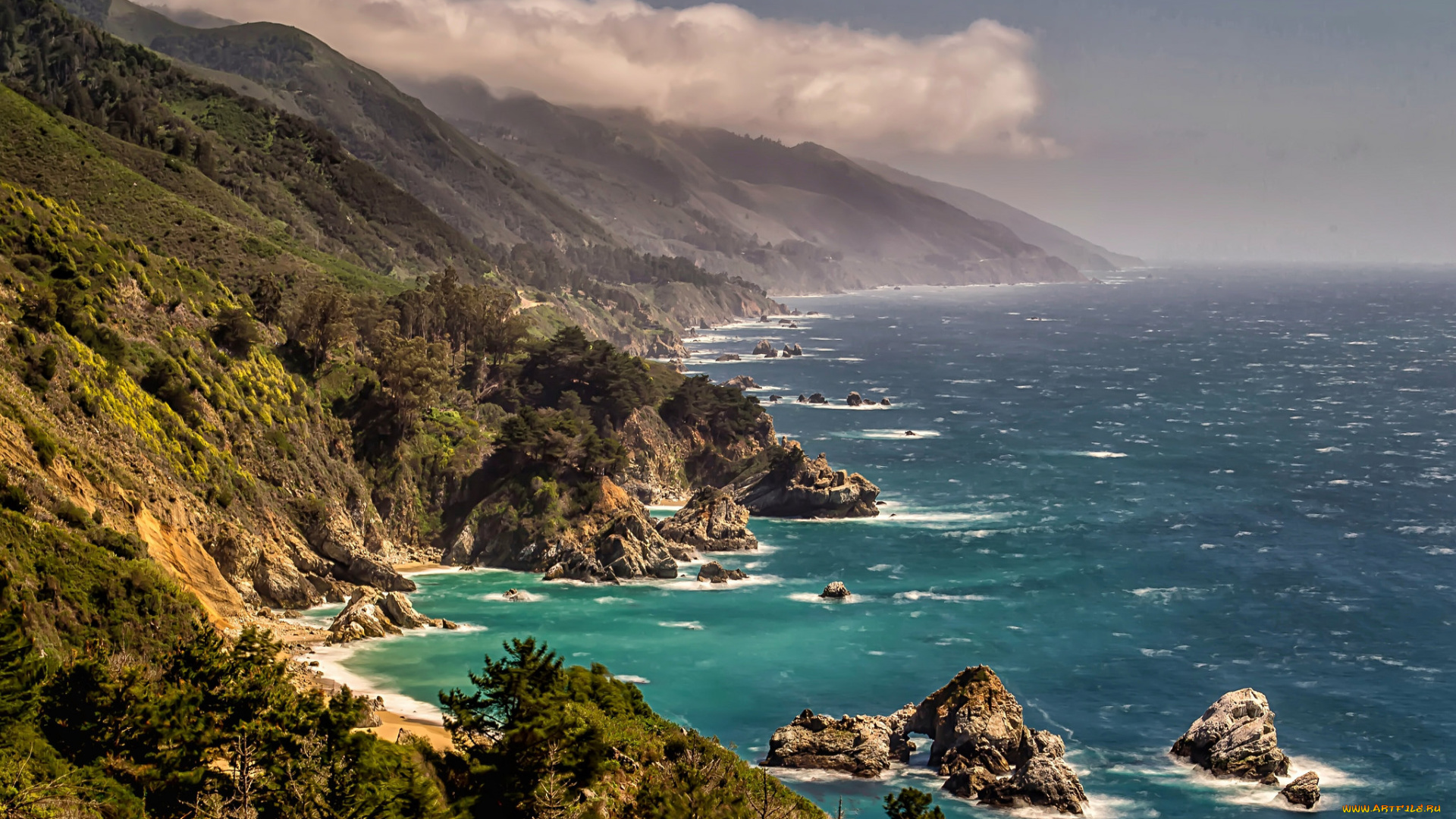 природа, побережье, море, берег