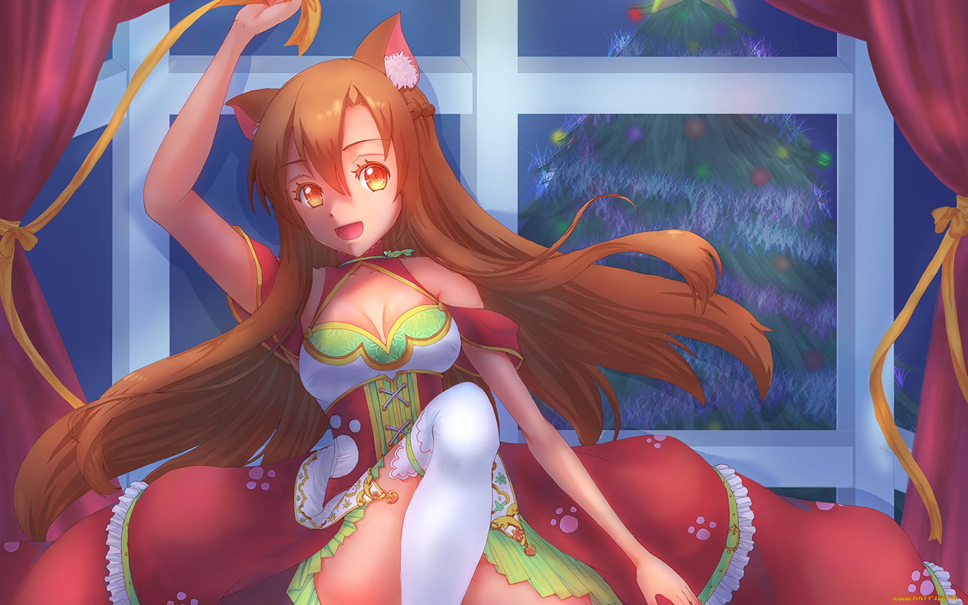 аниме, sword, art, online, девушка, взгляд, фон