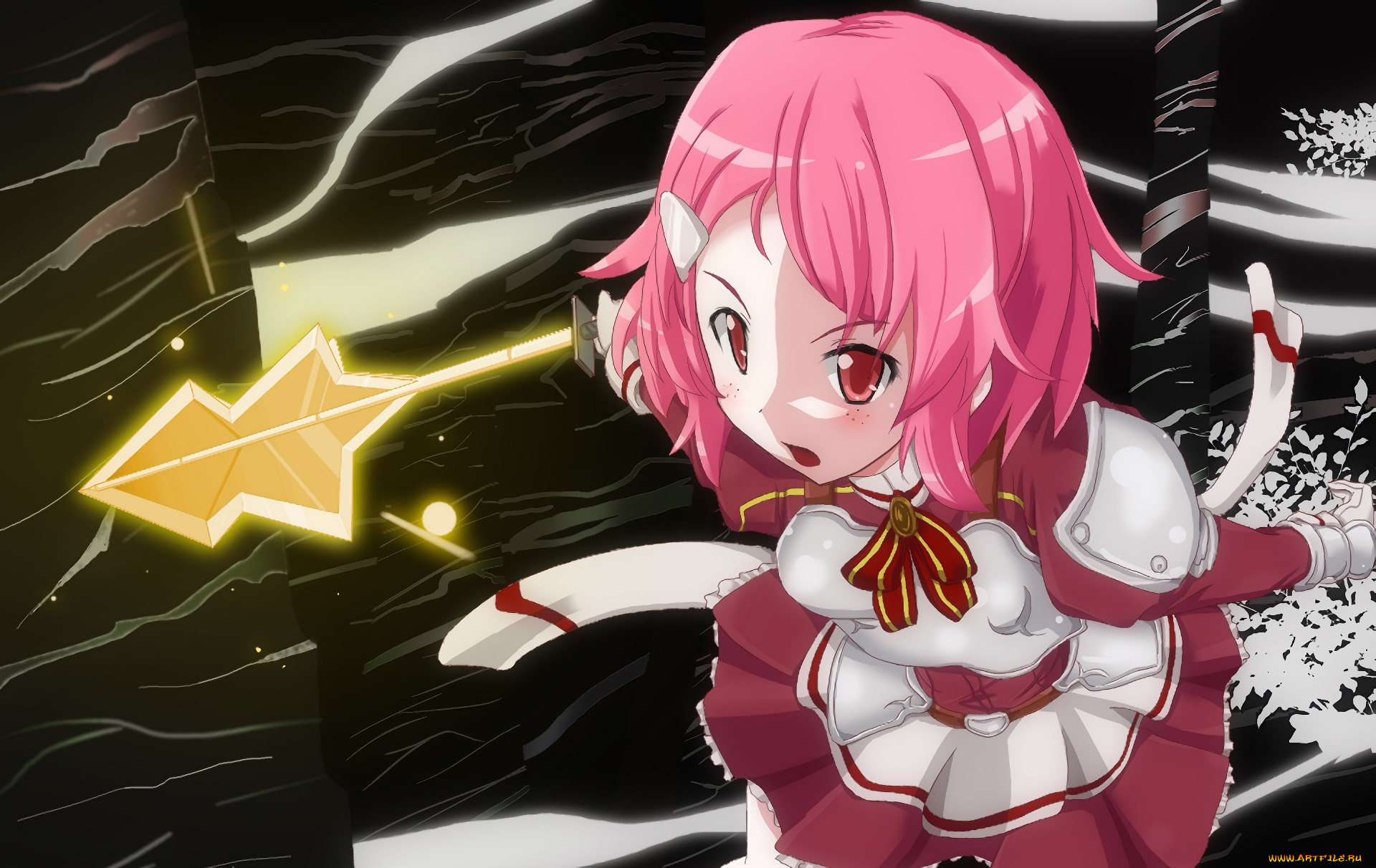 аниме, sword, art, online, девушка, взгляд, фон