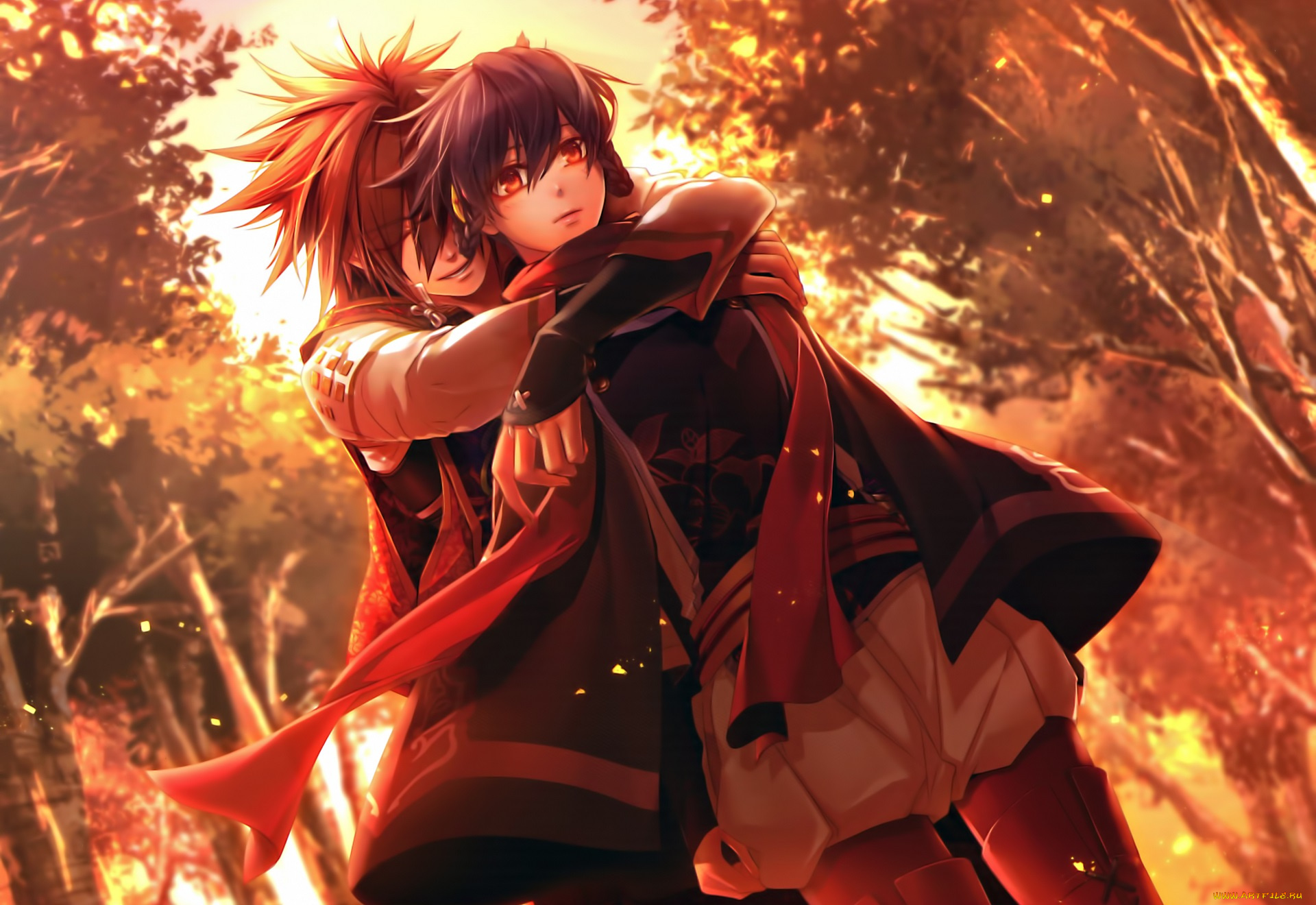 аниме, toki, no, kizuna, двое, парень, девушка