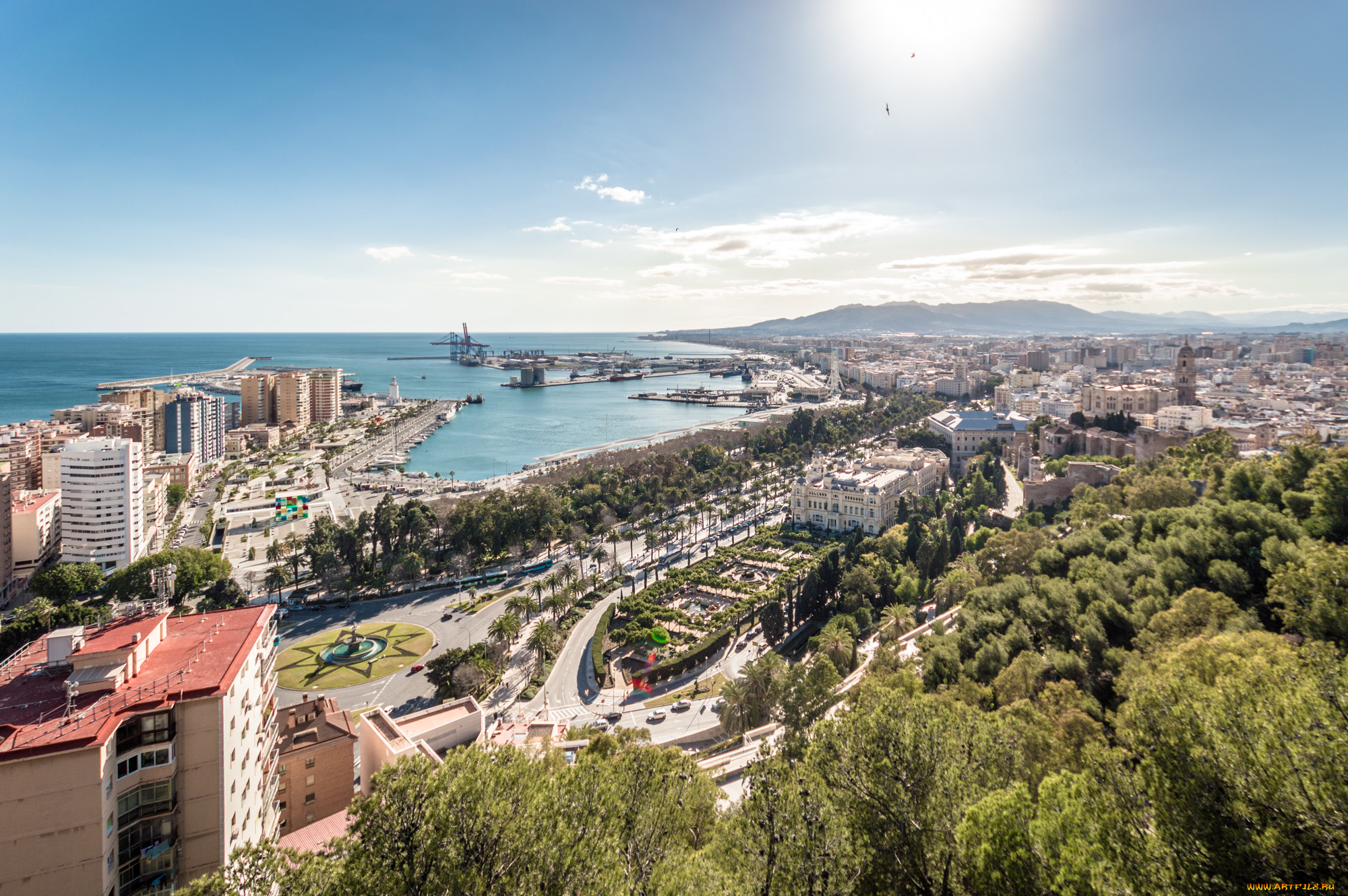 mirador, de, gibralfaro, , m&, 225, laga, города, -, панорамы, простор