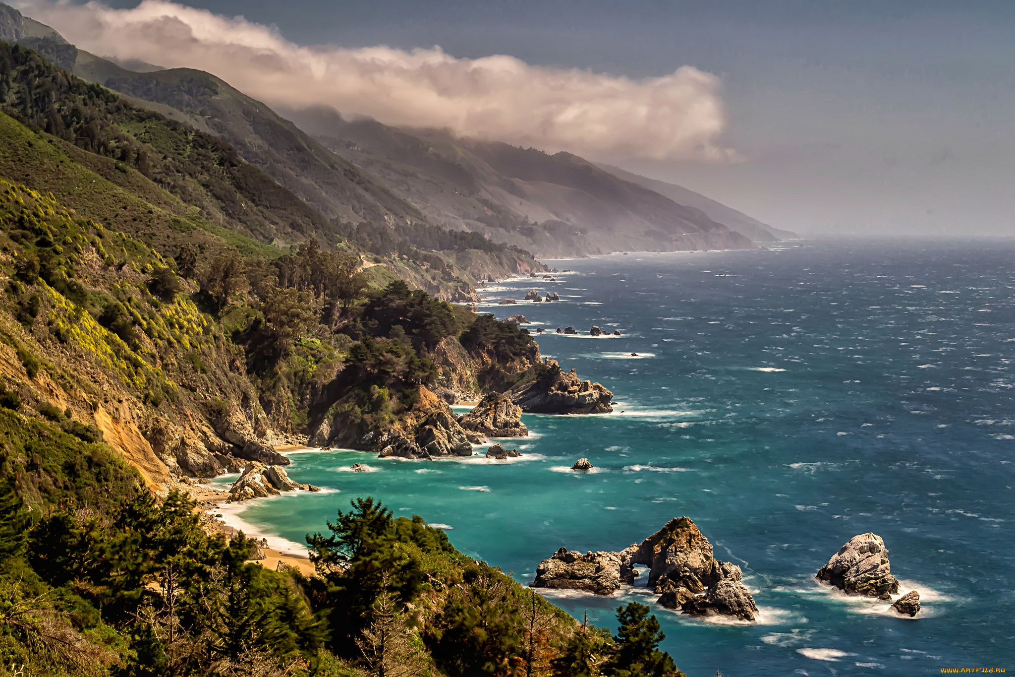 природа, побережье, море, берег