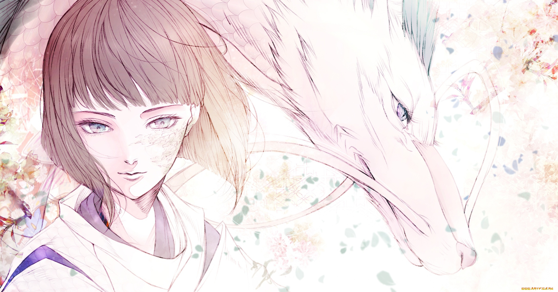 аниме, spirited, away, усы, spirited, away, челка, унесенные, призраками, haku, дракон, мальчик, чешуя