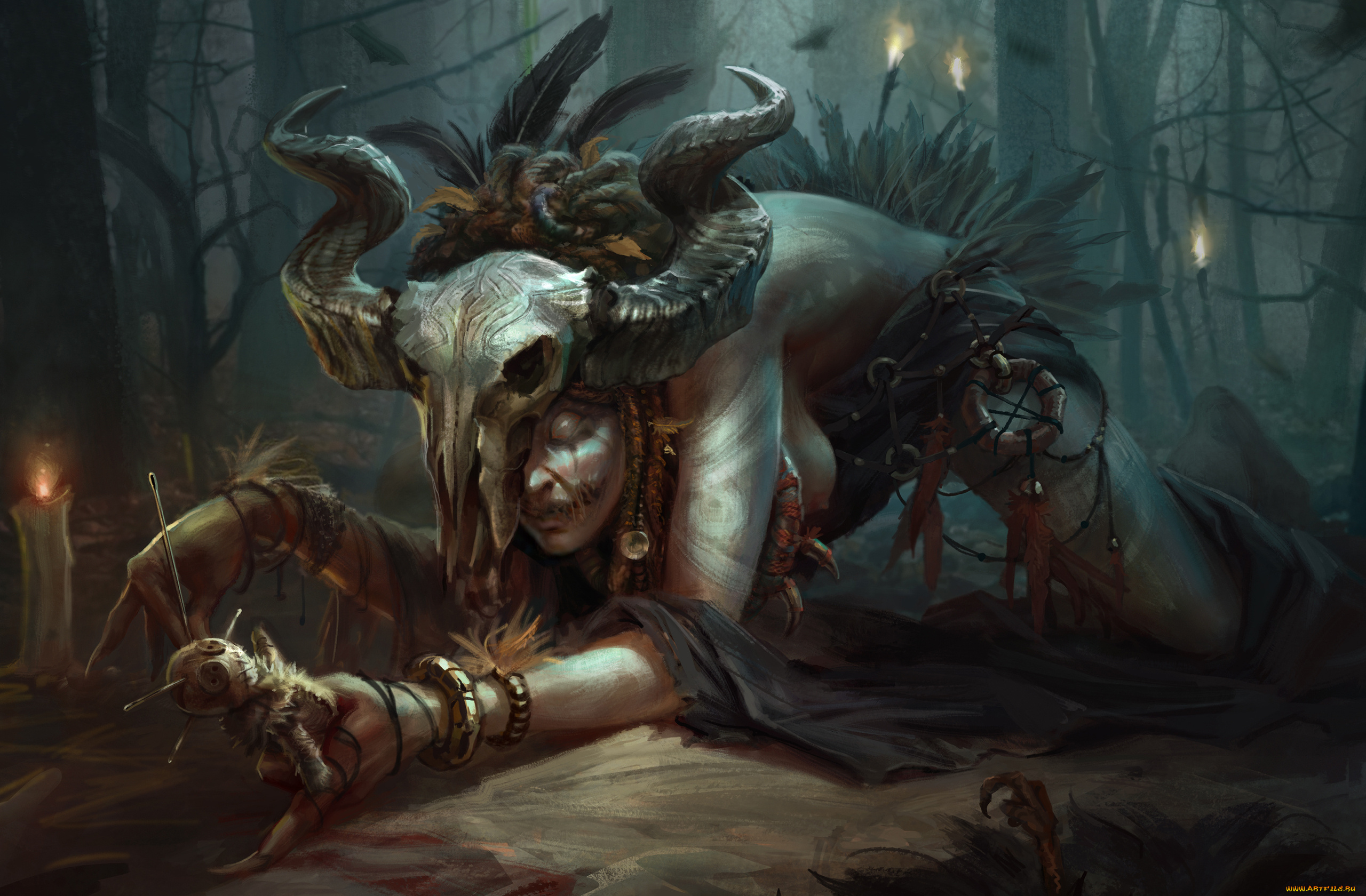 фэнтези, маги, , волшебники, магия, колдовство, рога, череп, маска, ритуал, кукла, voodoo, вуду, шаман