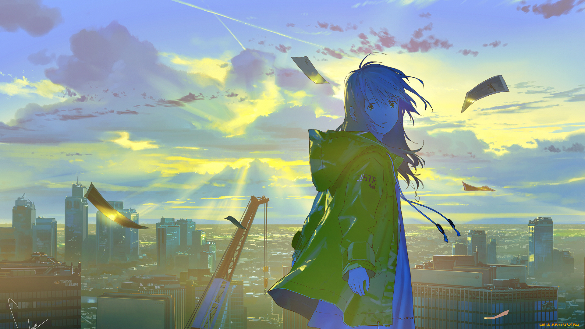 аниме, город, , улицы, , интерьер, , здания, девушка