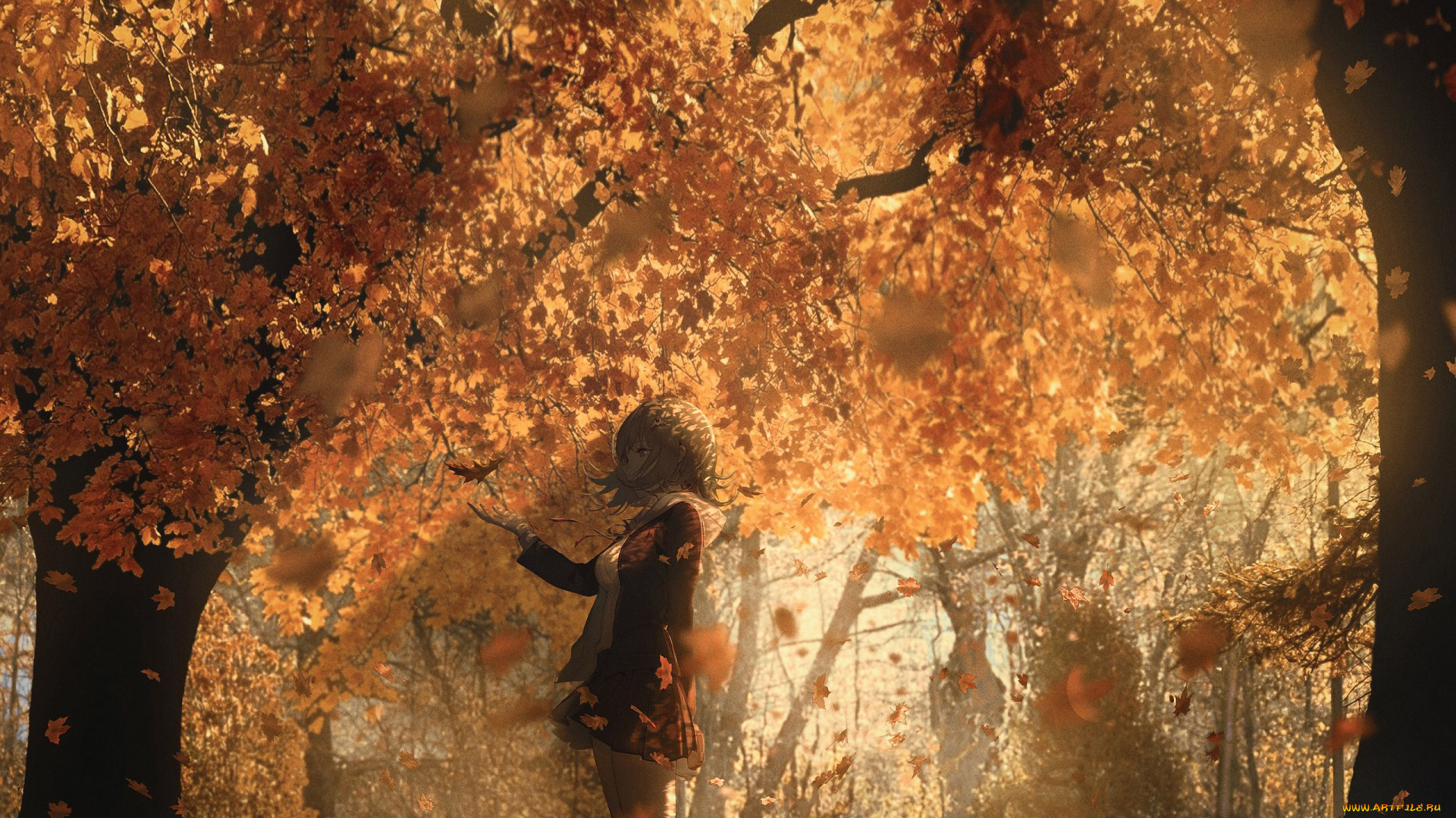 аниме, пейзажи, , природа, девушка