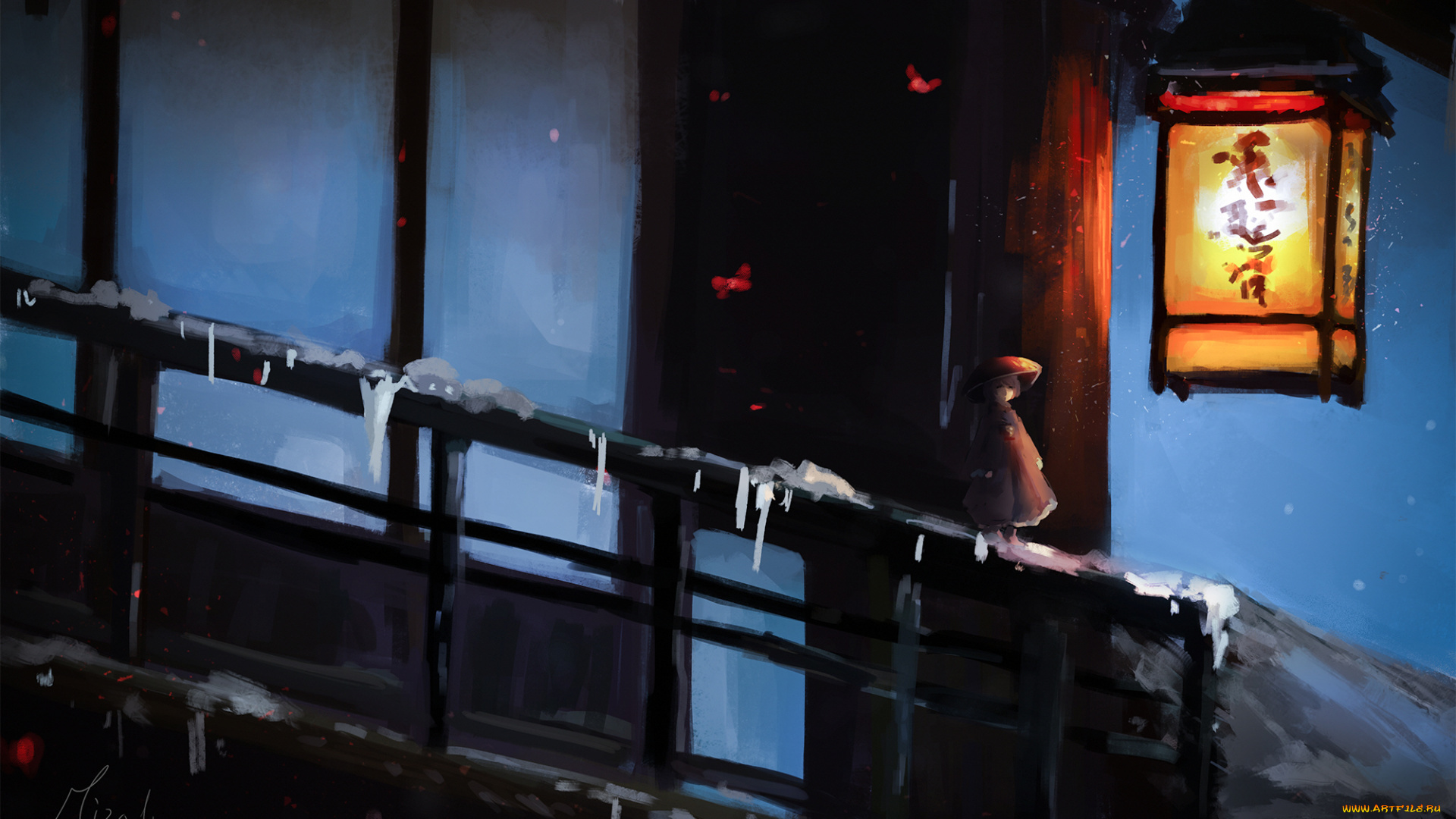 аниме, touhou, ночь, дом