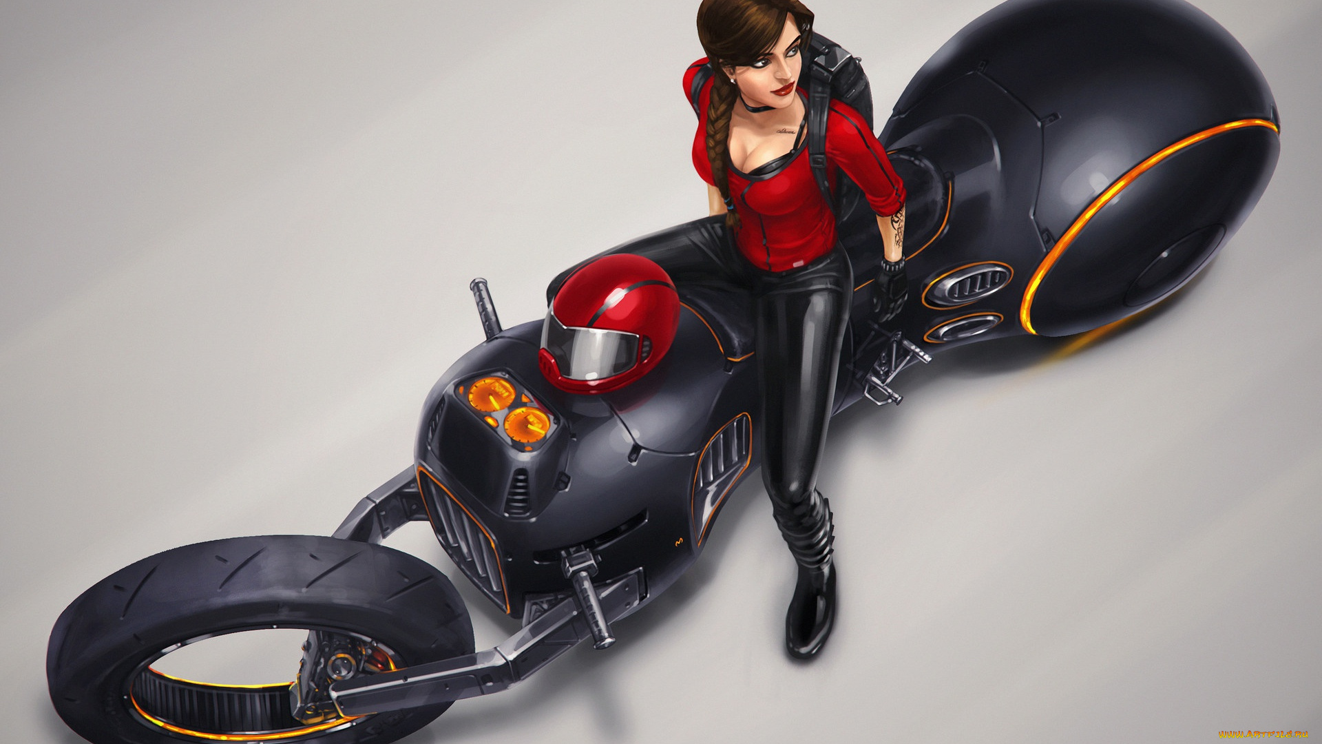 фэнтези, девушки, шлем, транспорт, art, sci-fi, взгляд, девушка, арт