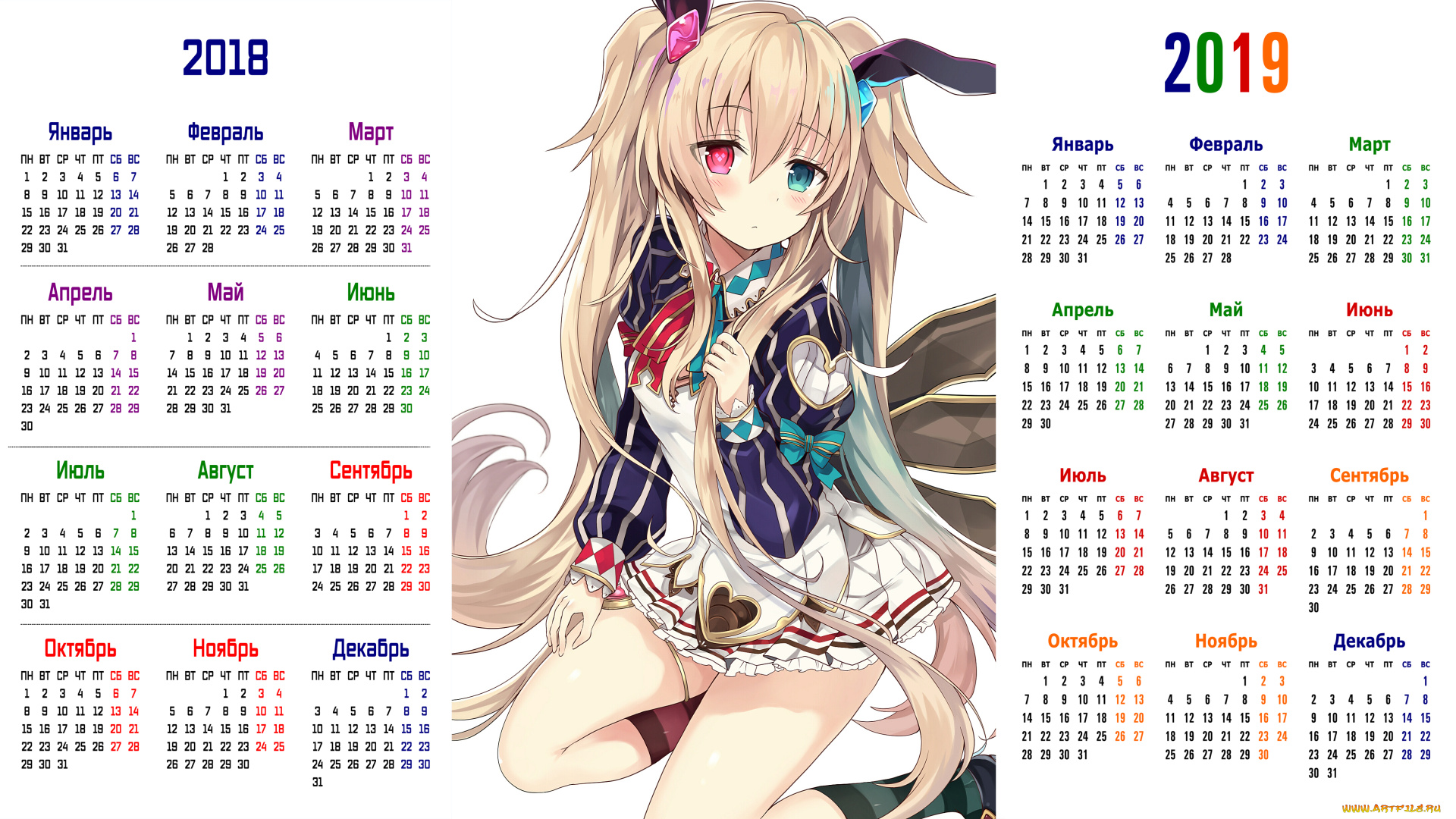 календари, аниме, девушка, взгляд