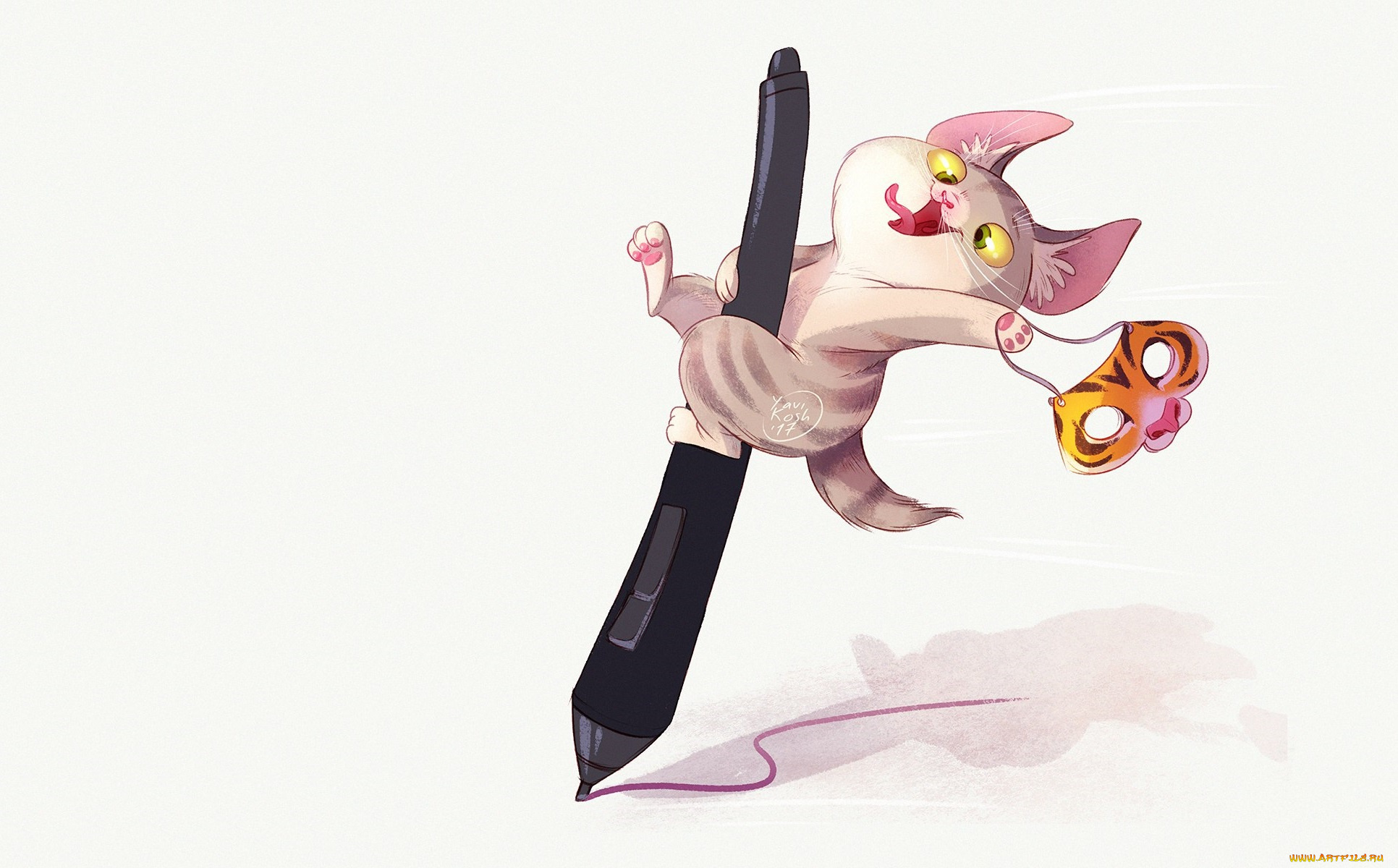 рисованное, животные, , коты, шалунишка, маска, котёнок, арт, виктория, кошелева, детская, минимализм