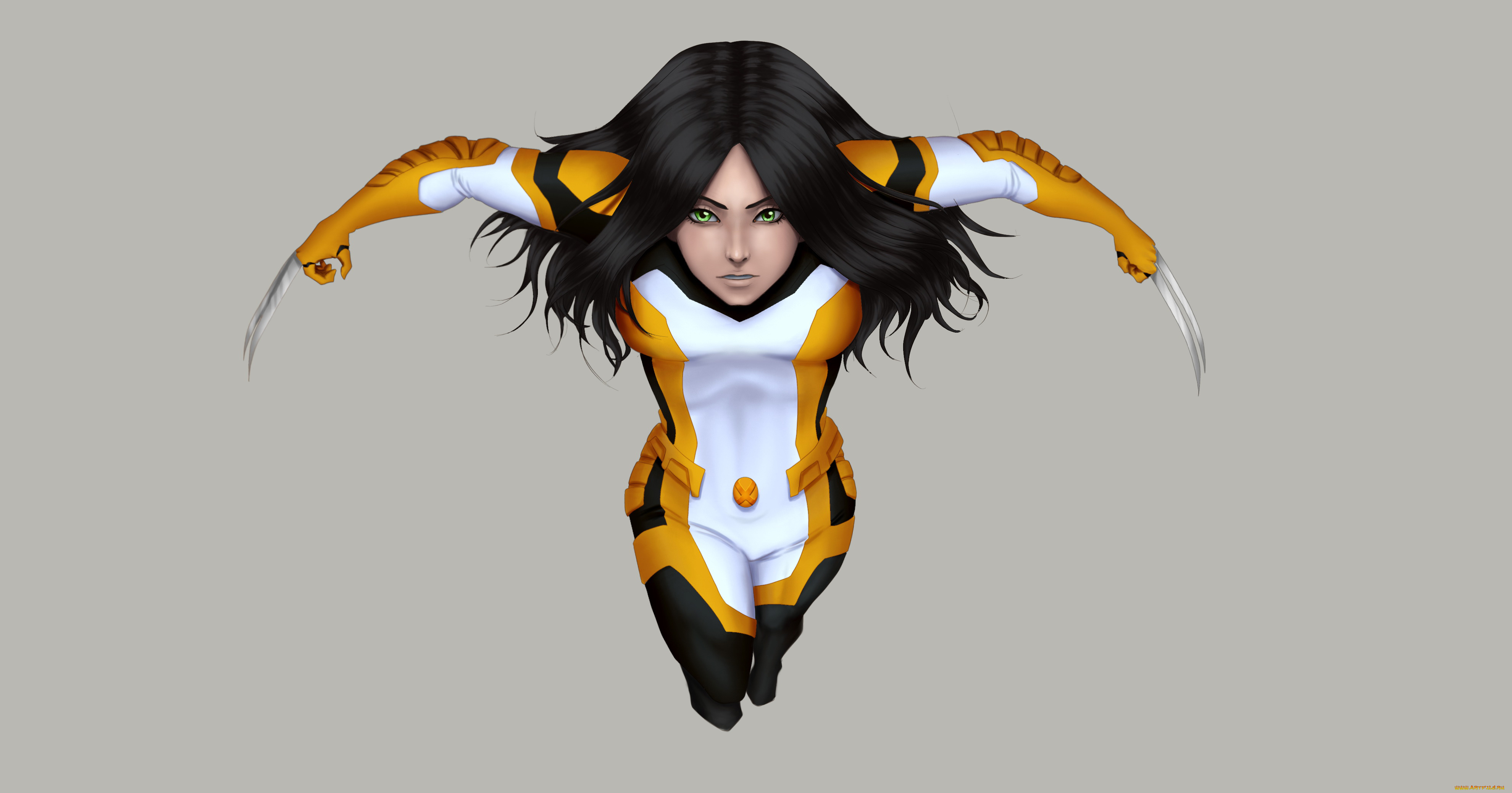 рисованное, комиксы, взгляд, фон, униформа, девушка