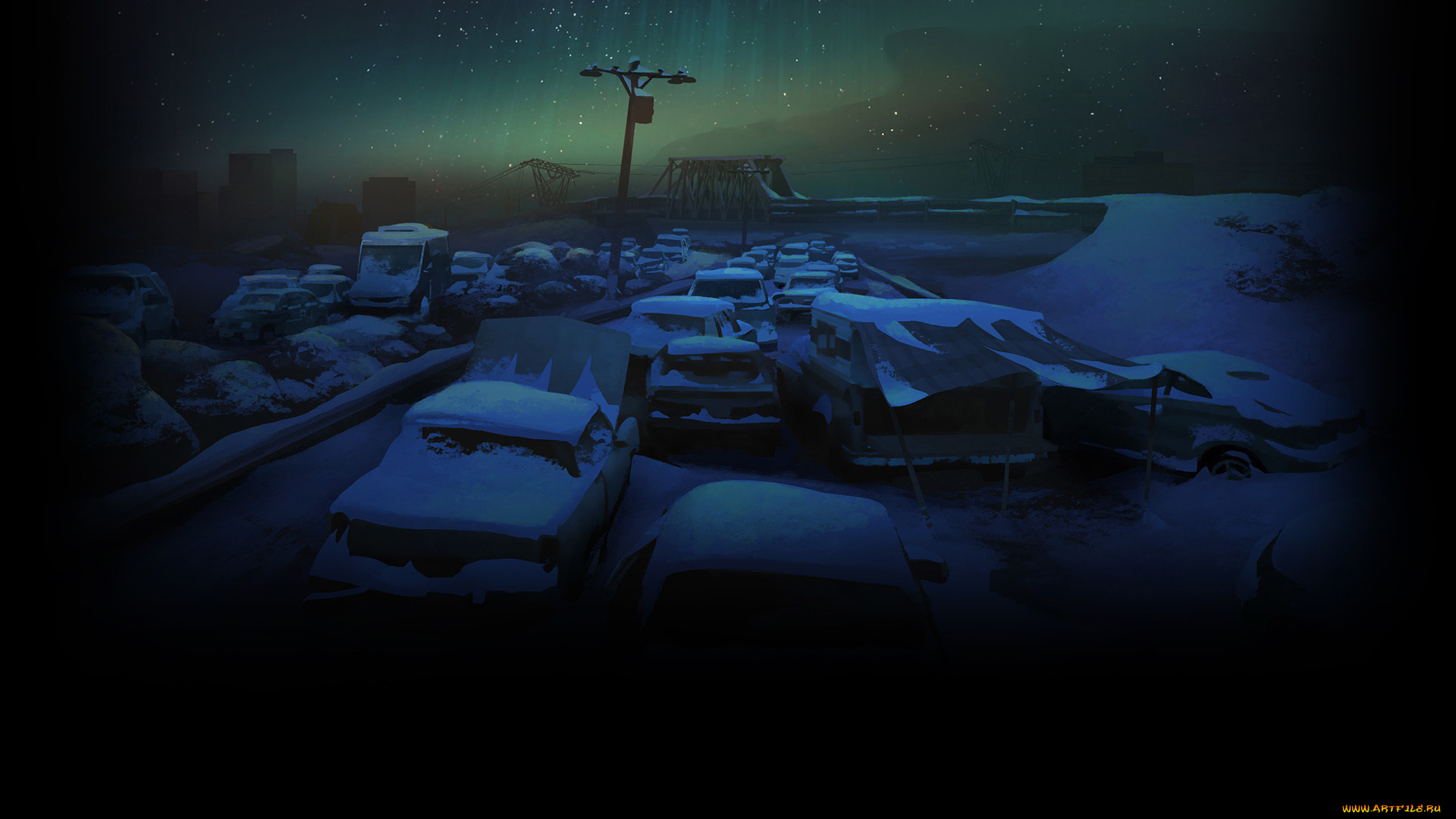 видео, игры, the, long, dark, северное, сияние, машины, снег