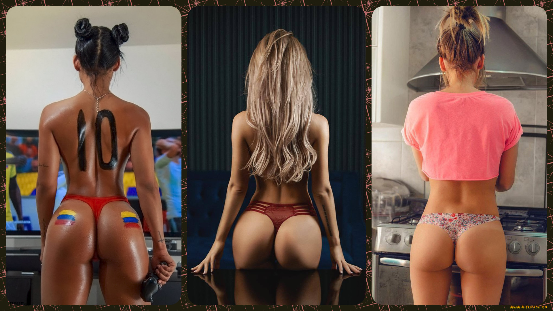 девушки, -, группа, девушек, попка