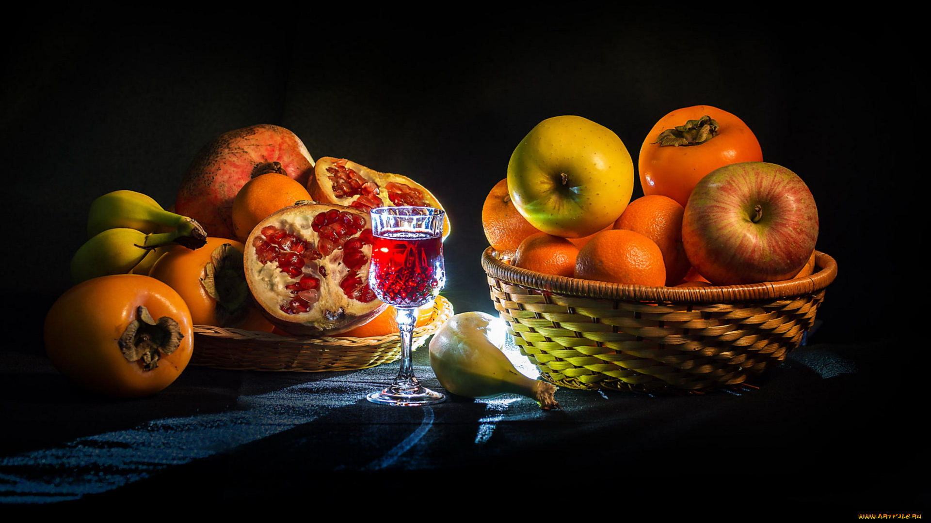 еда, фрукты, , ягоды, хурма, гранат, яблоки