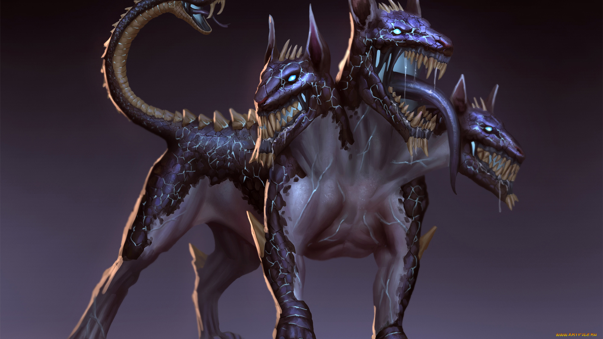 видео, игры, smite, собака, фон, хвост, голова, цербер