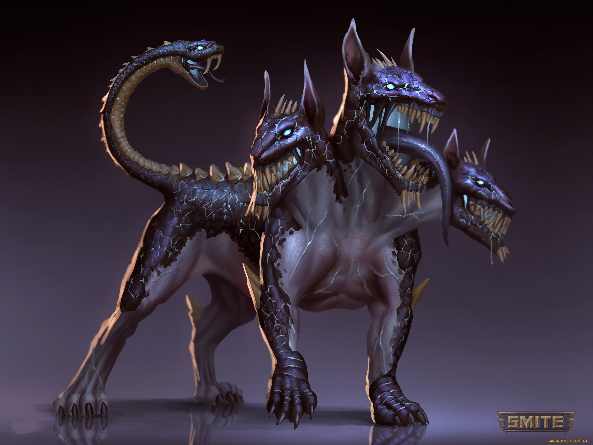 видео, игры, smite, собака, фон, хвост, голова, цербер