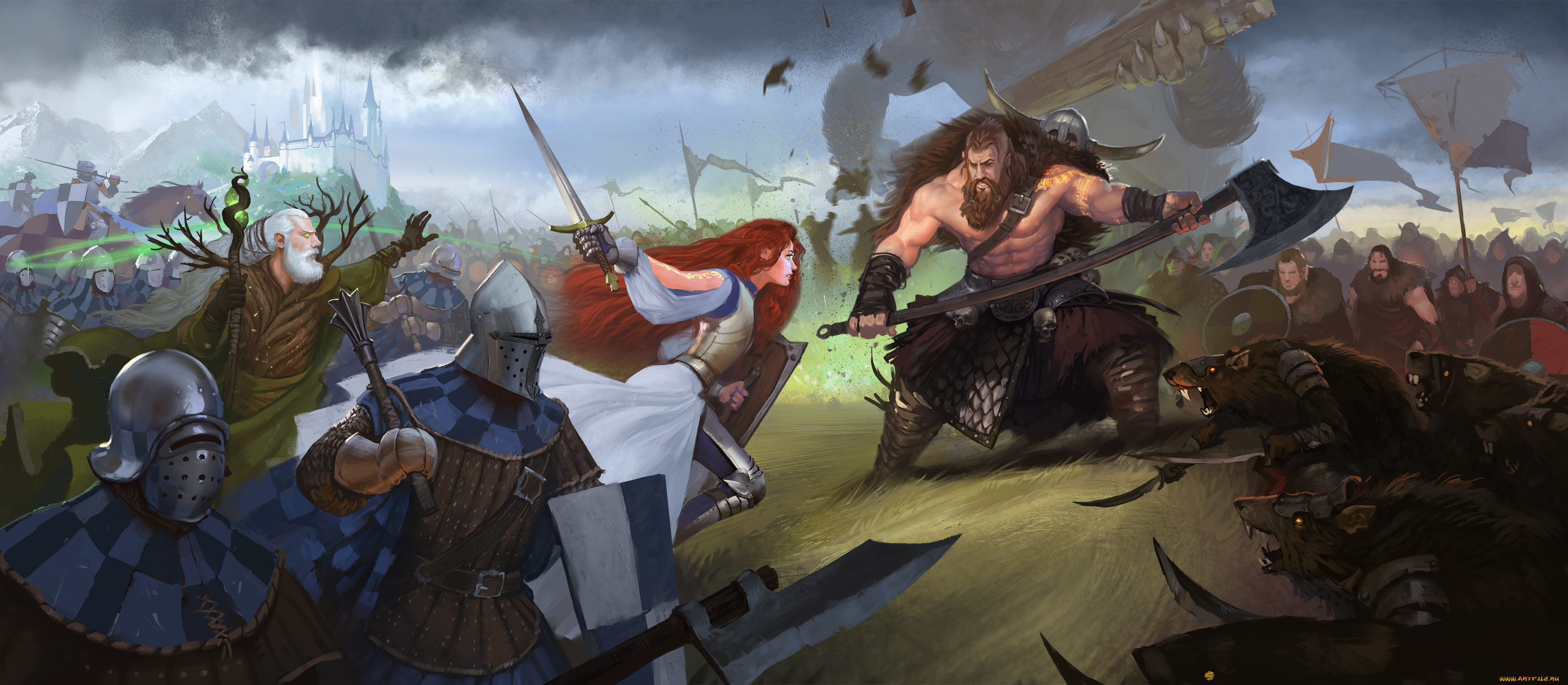 the, runelords, видео, игры, ---другое, девушка, мужчины, фон, бой, оружие