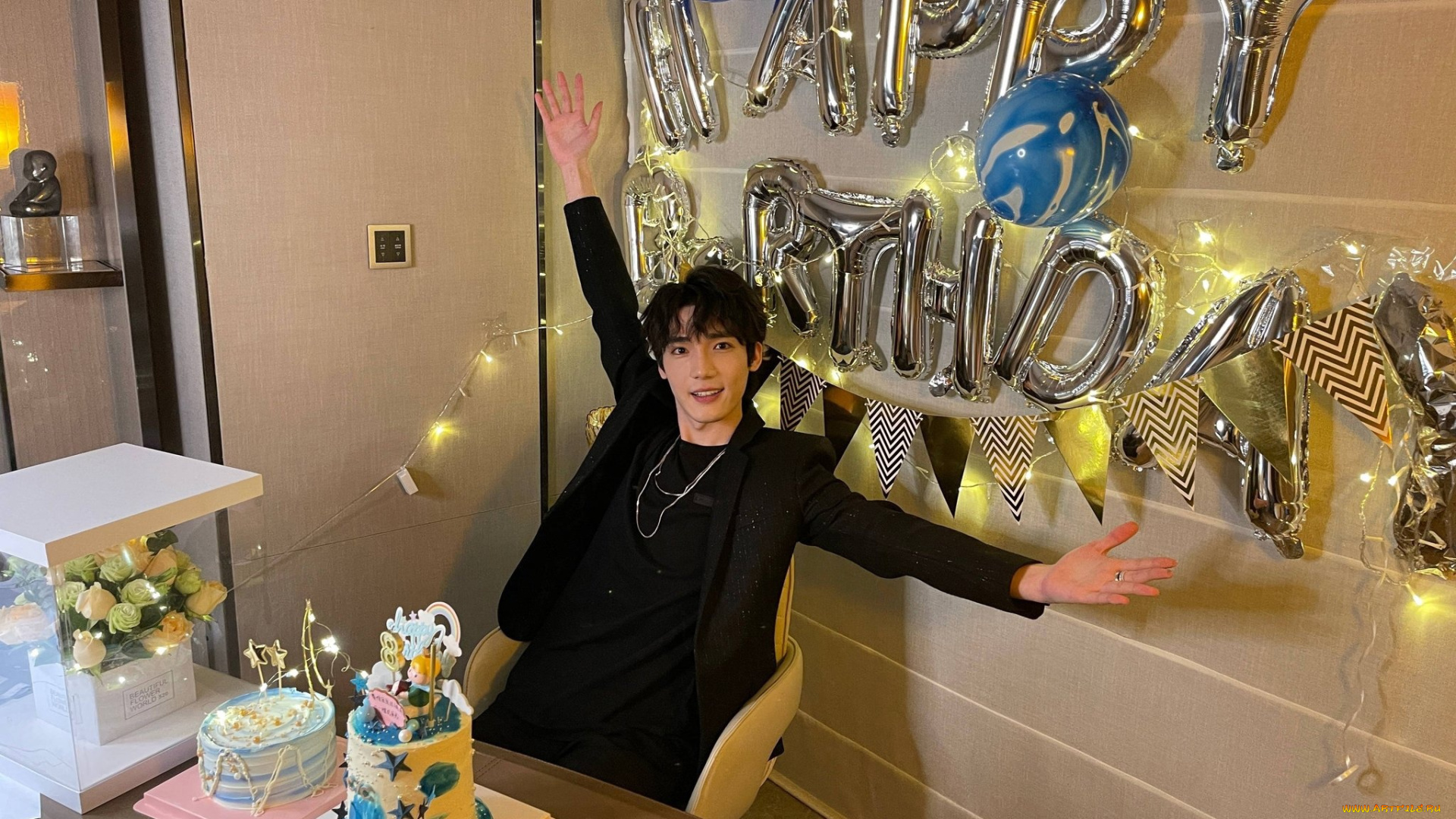 мужчины, cao, yu, chen, актер, день, рождения, торты