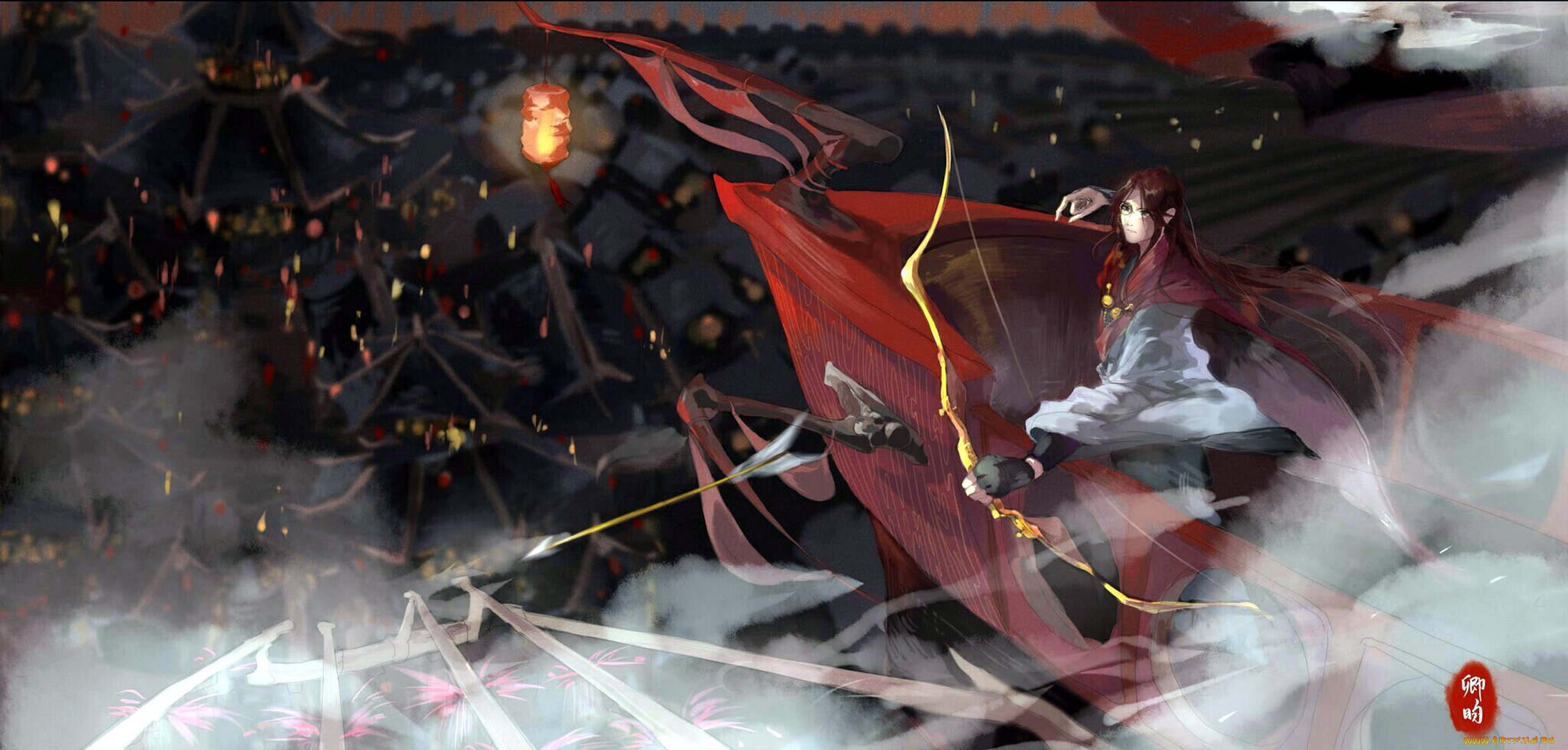 аниме, оружие, , техника, , технологии, лучник, стрела, летучий, корабль, город