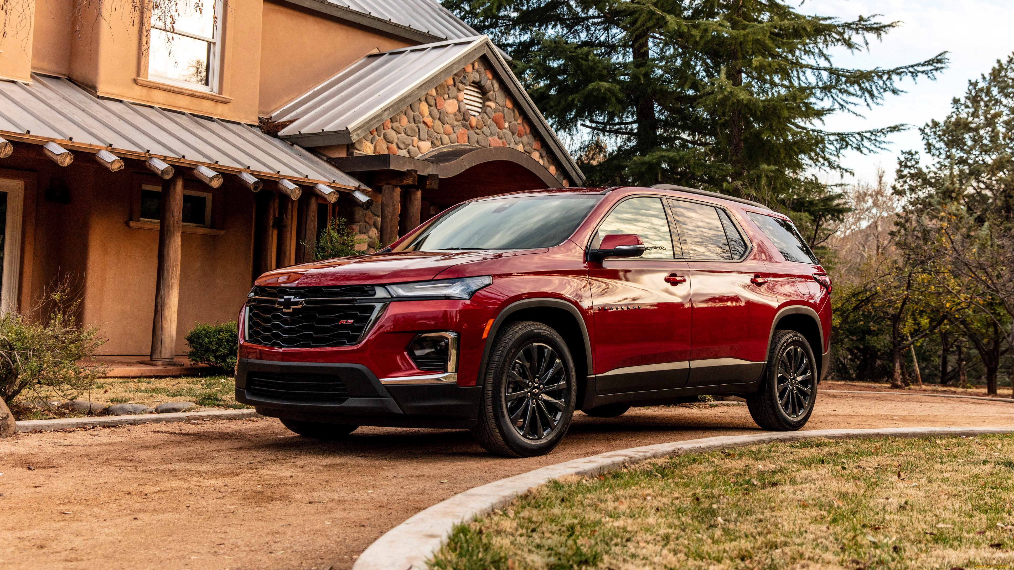 2022, chevrolet, traverse, rs, автомобили, chevrolet, сhevrolet, traverse, rs, красный, джип, дом, шевроле