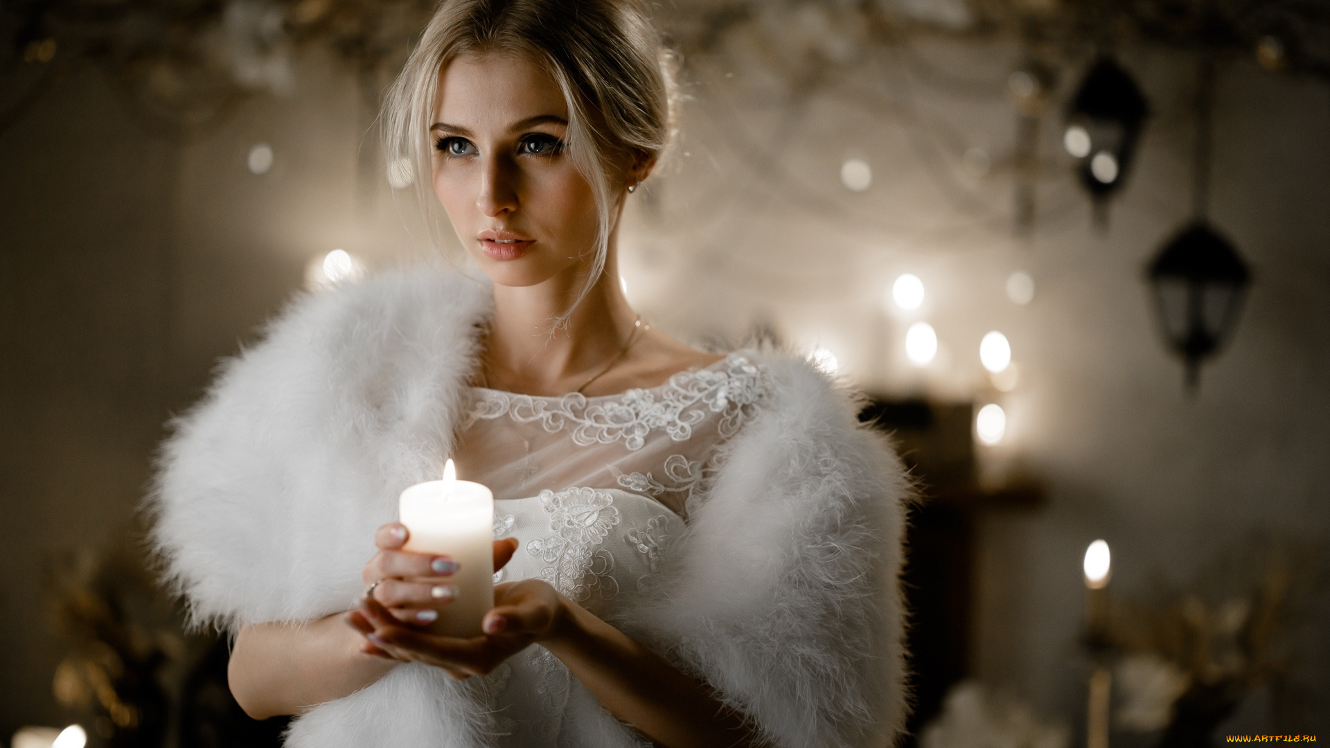 девушки, -, блондинки, , светловолосые, блондинка, мех, свеча, мария, тимофеева-аршинова