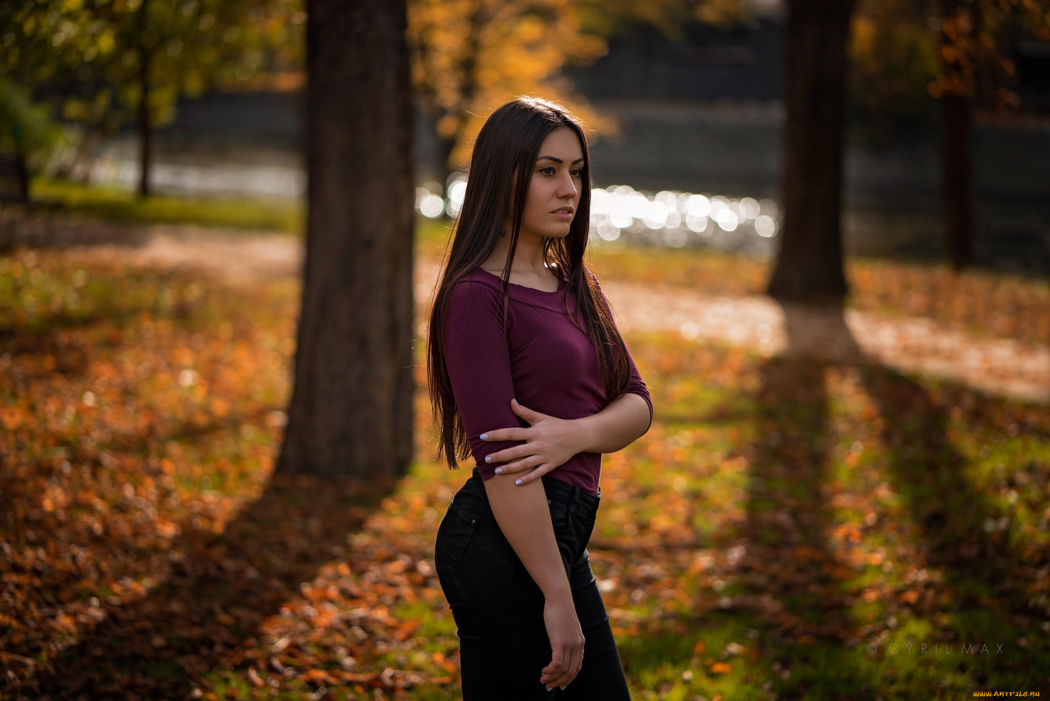 девушки, -, брюнетки, , шатенки, парк, брюнетка, джинсы, майка